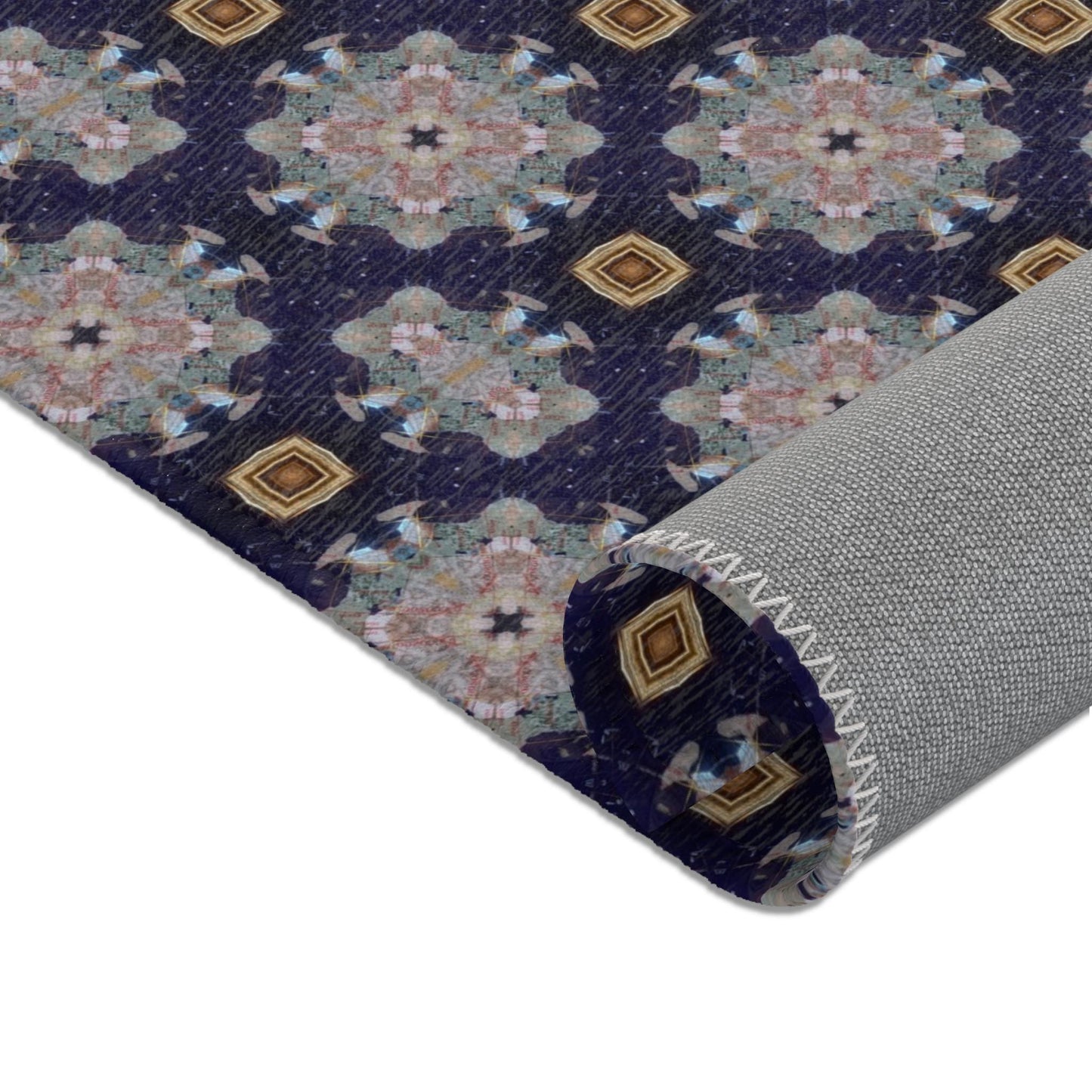 Map Pattern Area Rug Blue