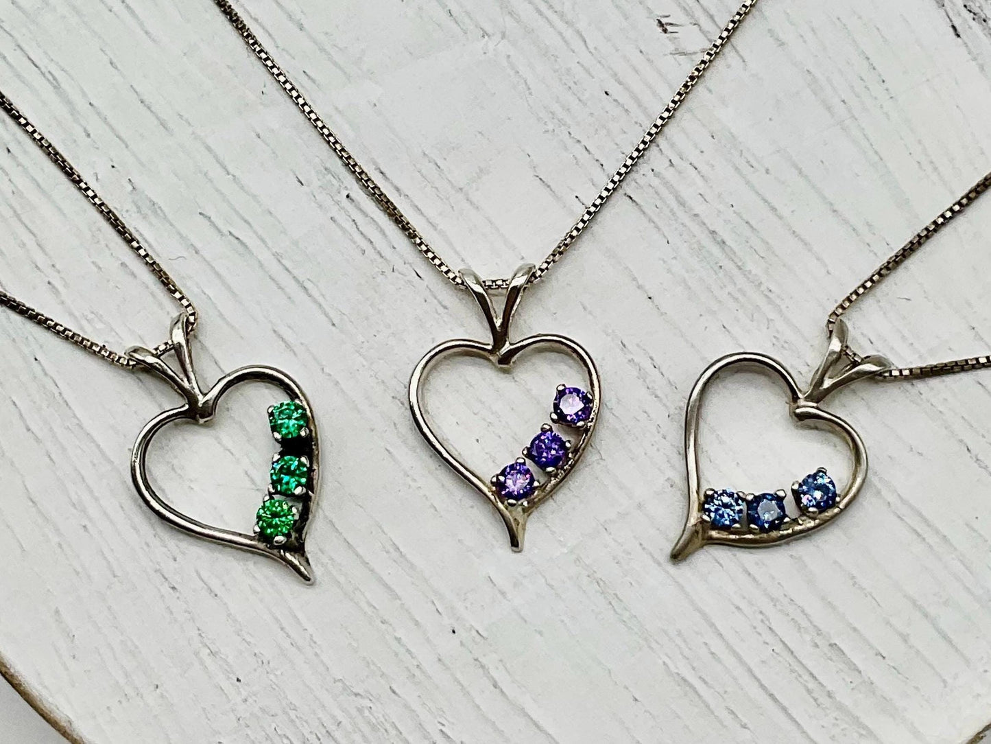 925 Sterling Silver Heart Pendant Charm with Genuime Crystal Necklace on 18” Sterling Silver Chain - Aqua or Blue - Valentine’s Gift