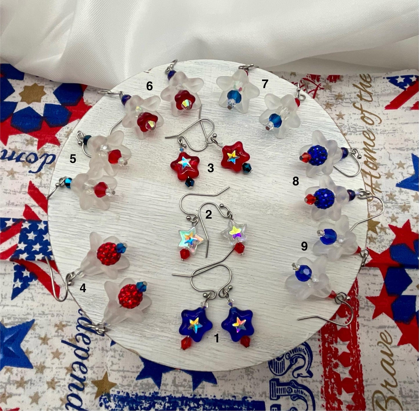 Red, White and Blue Earrings Star - Freedom Liberty Bell July Fourth Jewelry