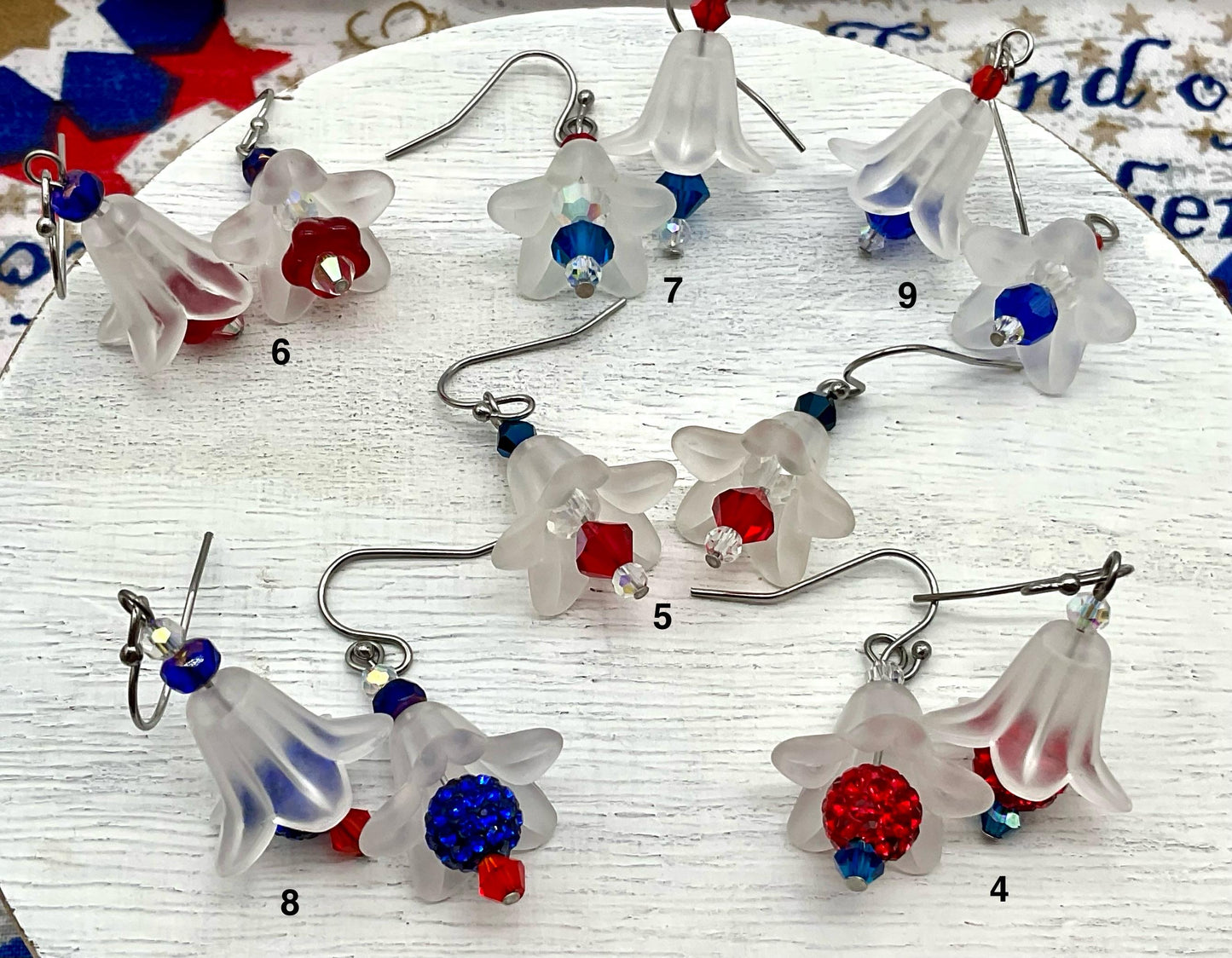 Red, White and Blue Earrings Star - Freedom Liberty Bell July Fourth Jewelry