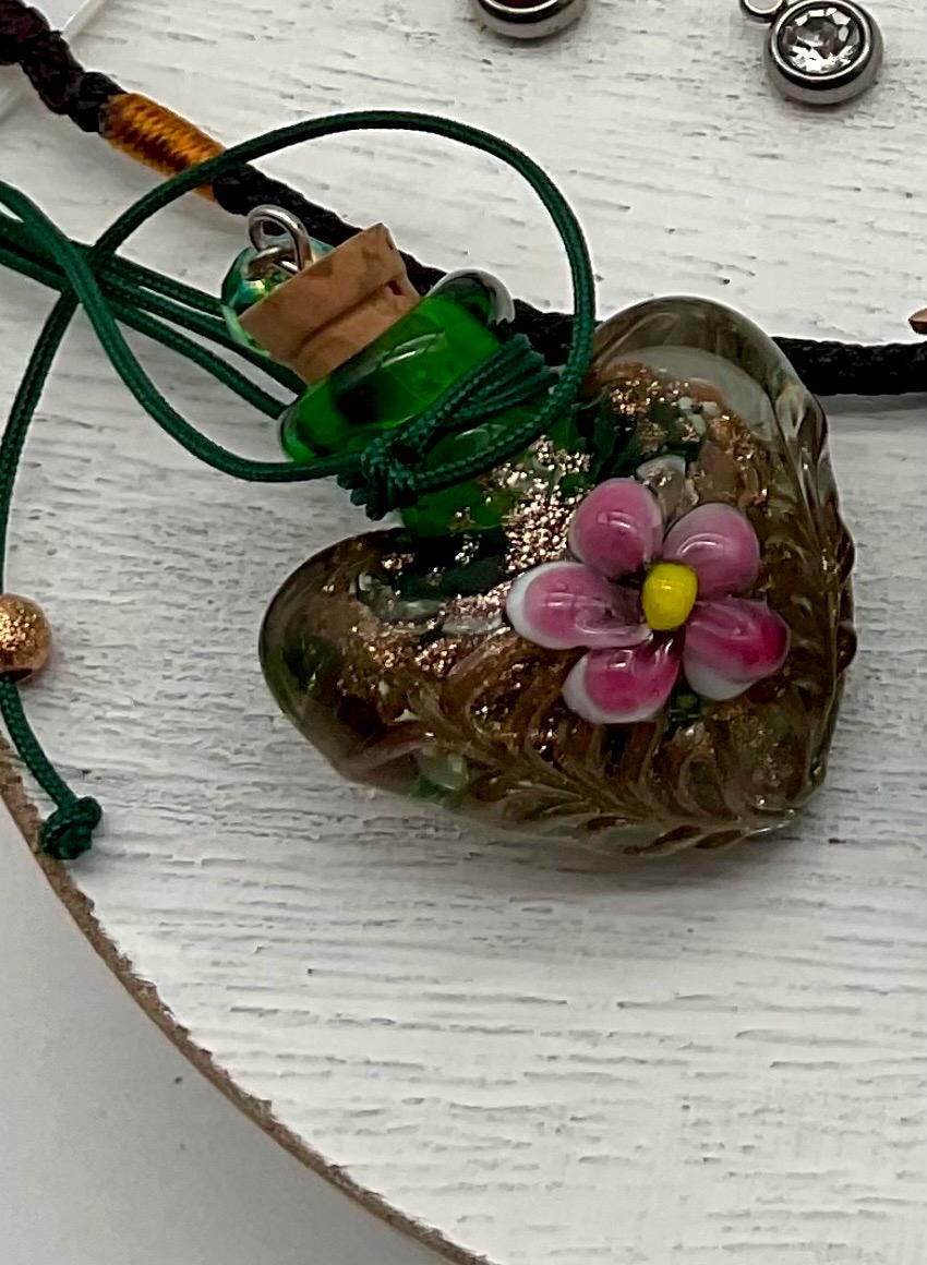Glass Ash Urn Necklace Charm Birthstone with Personalization for Male or Female Cremation Funeral Memorial Necklace - Green