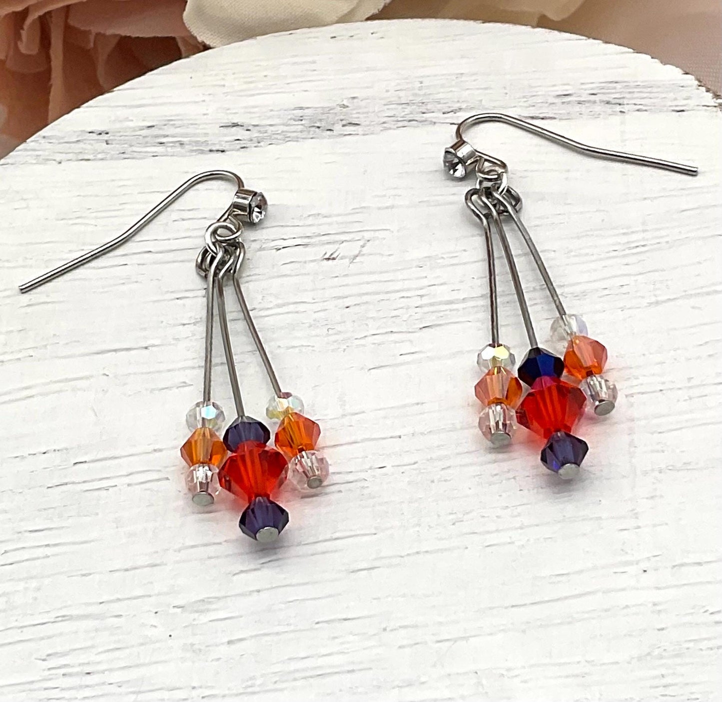 Genuine Crystal Dangle Earrings in Assorted Colors