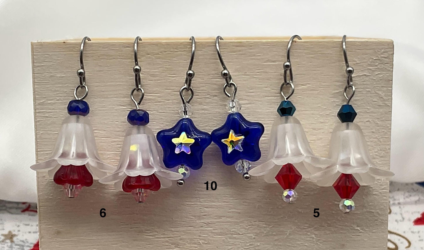 Red, White and Blue Earrings Star - Freedom Liberty Bell July Fourth Jewelry