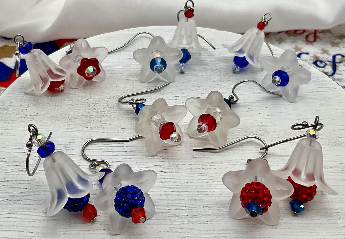 Red, White and Blue Earrings Star - Freedom Liberty Bell July Fourth Jewelry