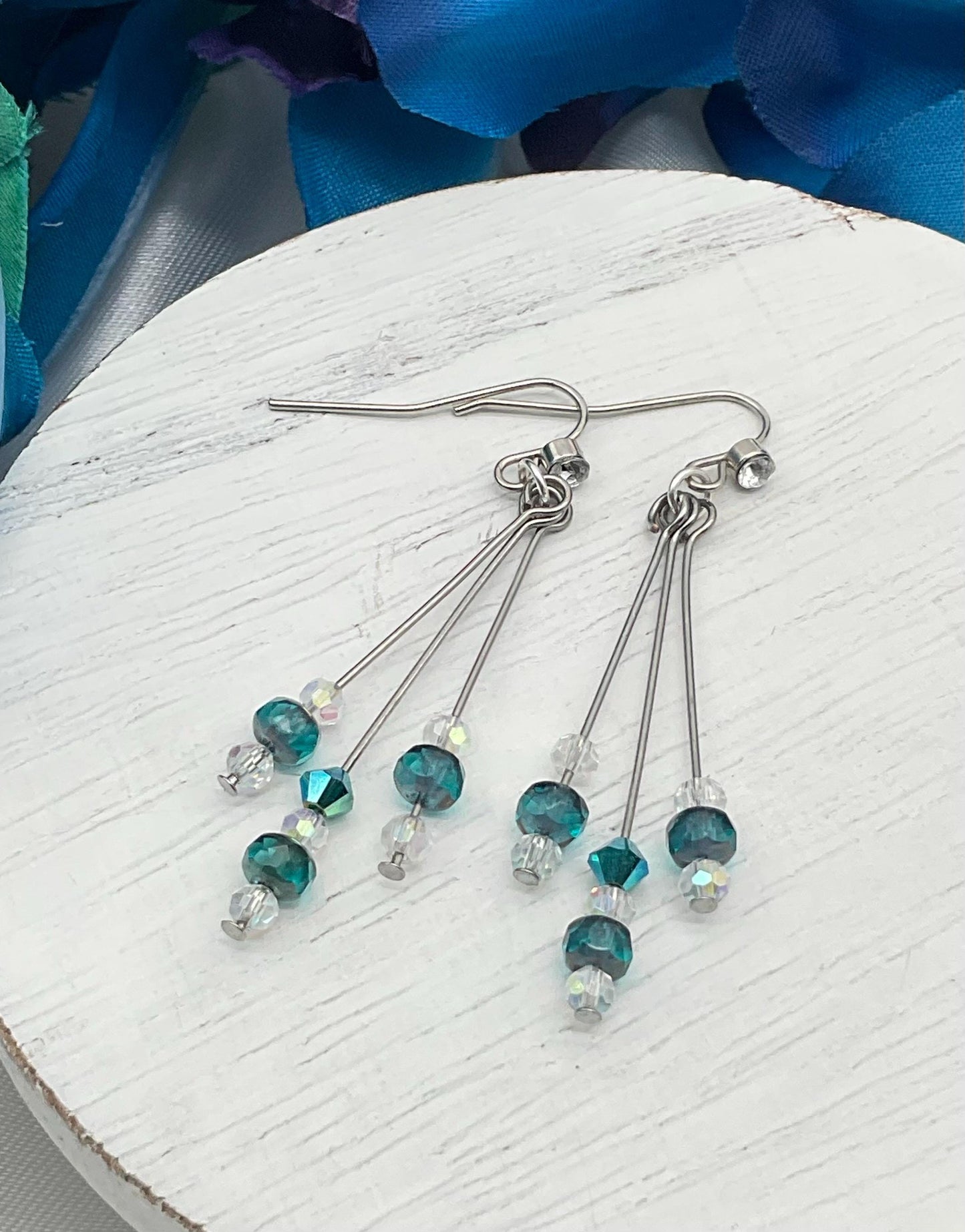 Genuine Crystal Dangle Earrings in Assorted Colors