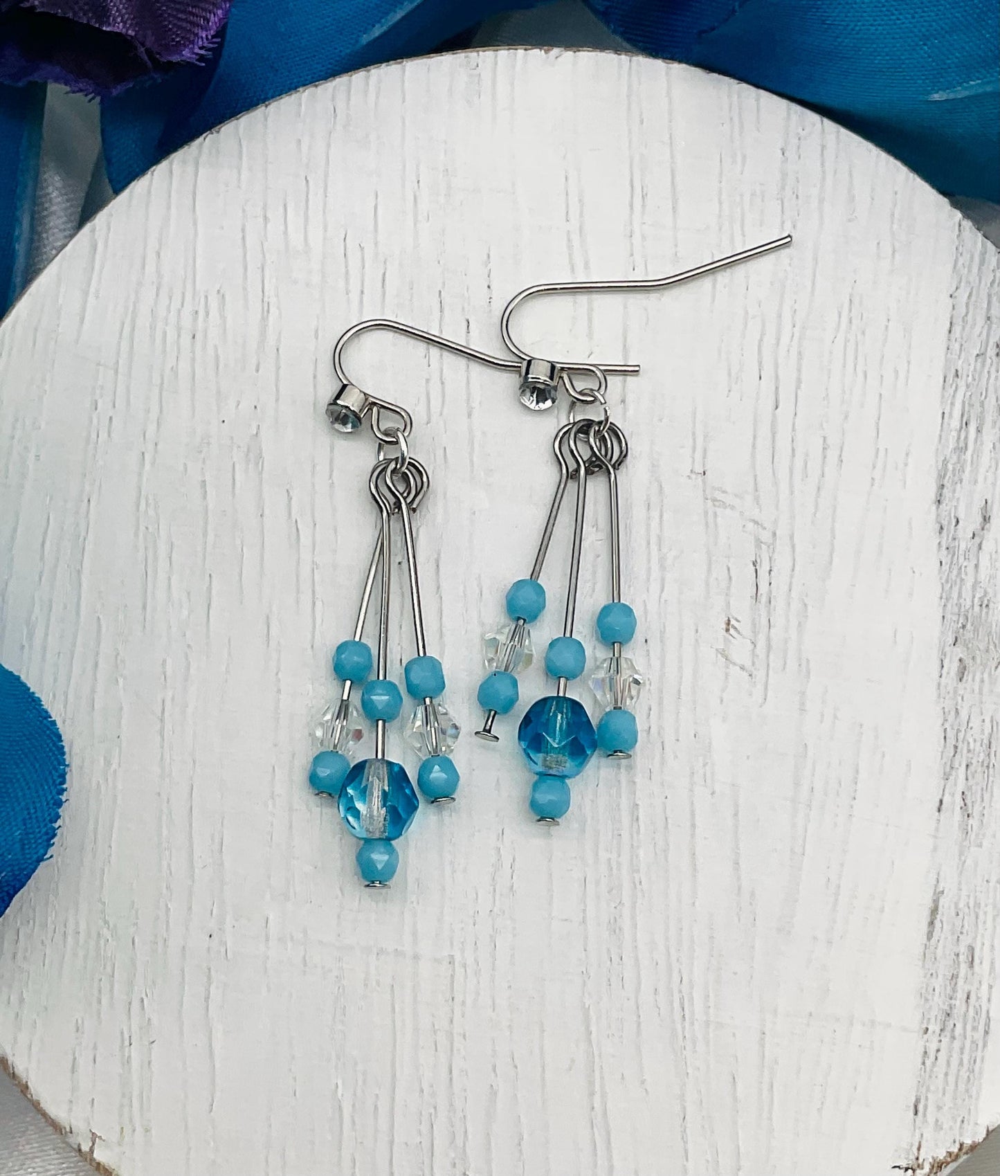 Genuine Crystal Dangle Earrings in Assorted Colors