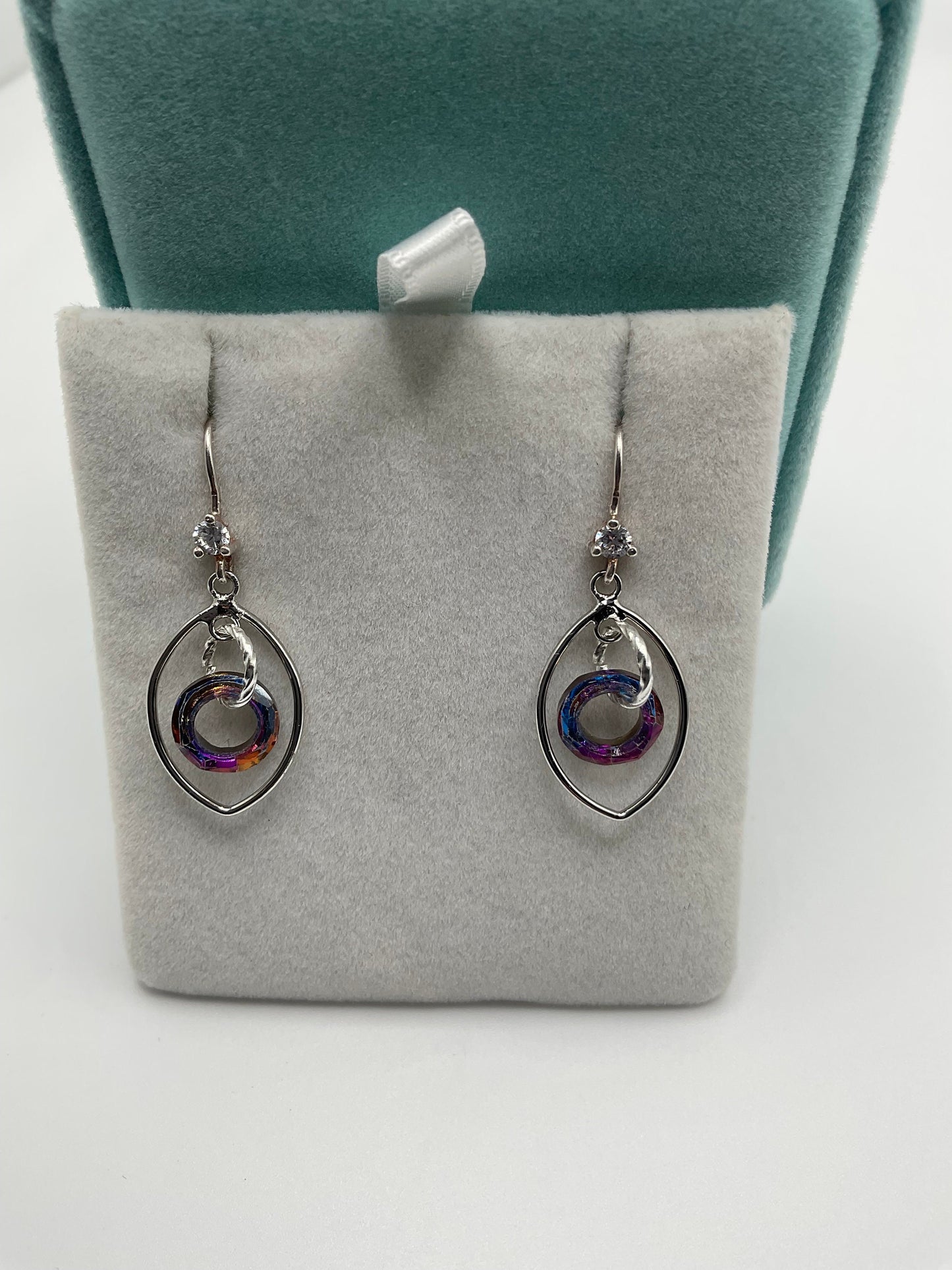 Silver Rainbow Dangle Earrings