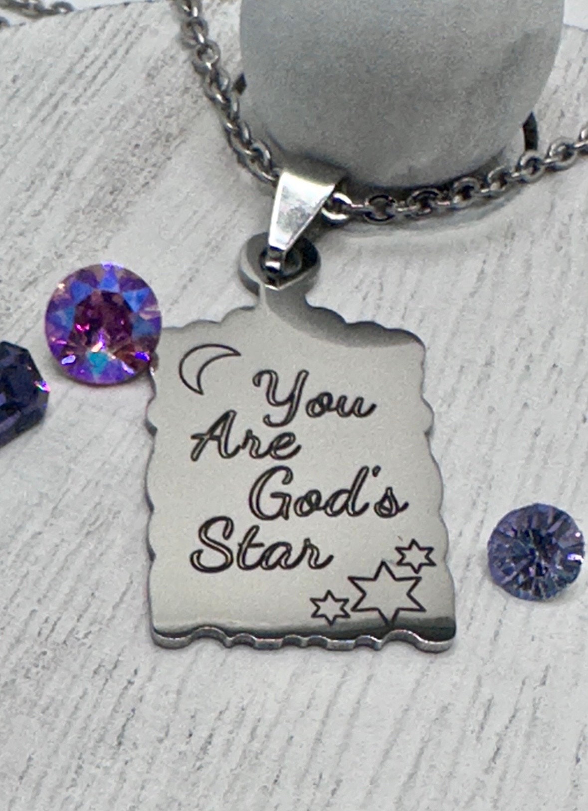 Personalized Stainless Steel Charm Necklace or Key Chain