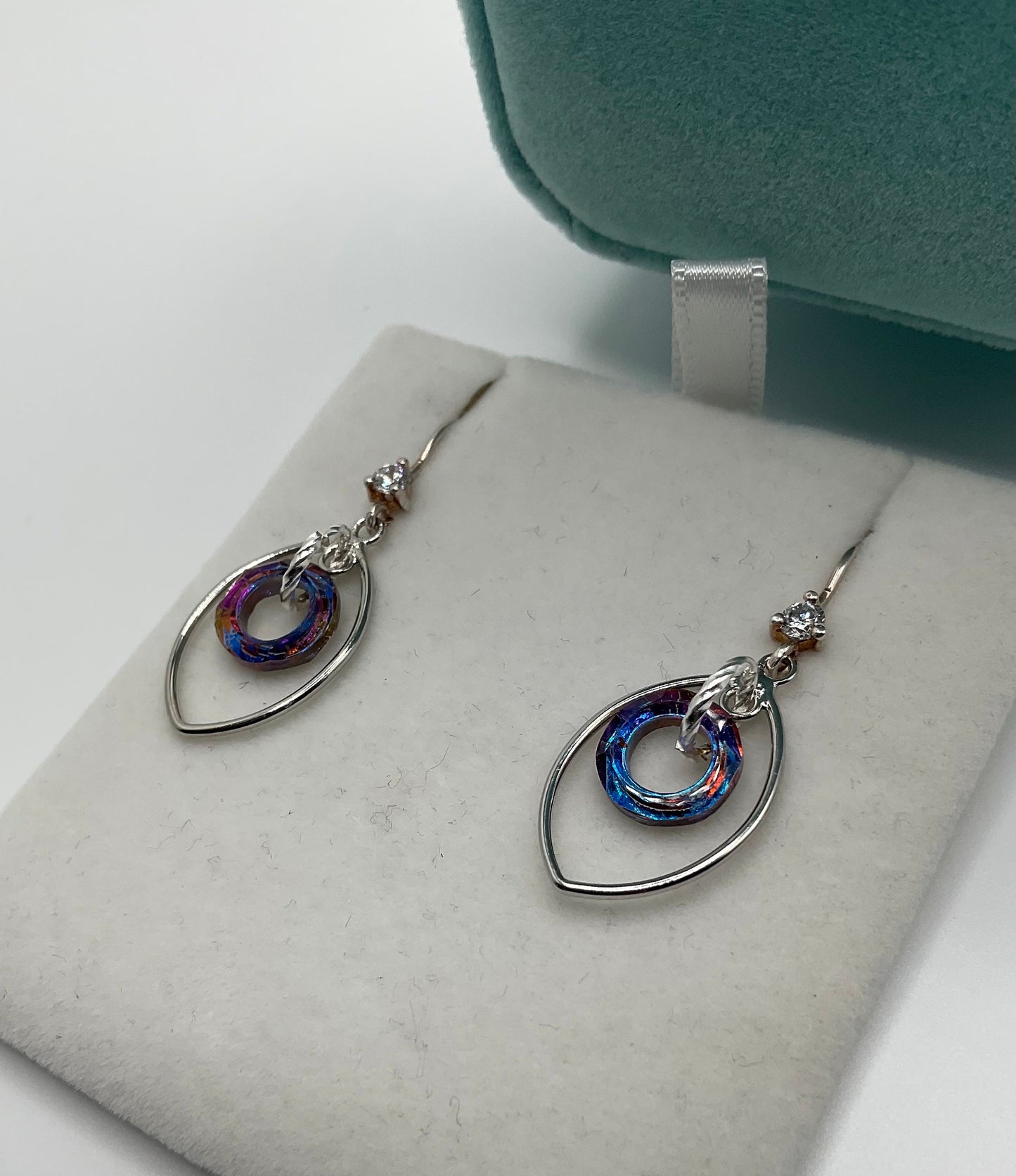 Silver Rainbow Dangle Earrings