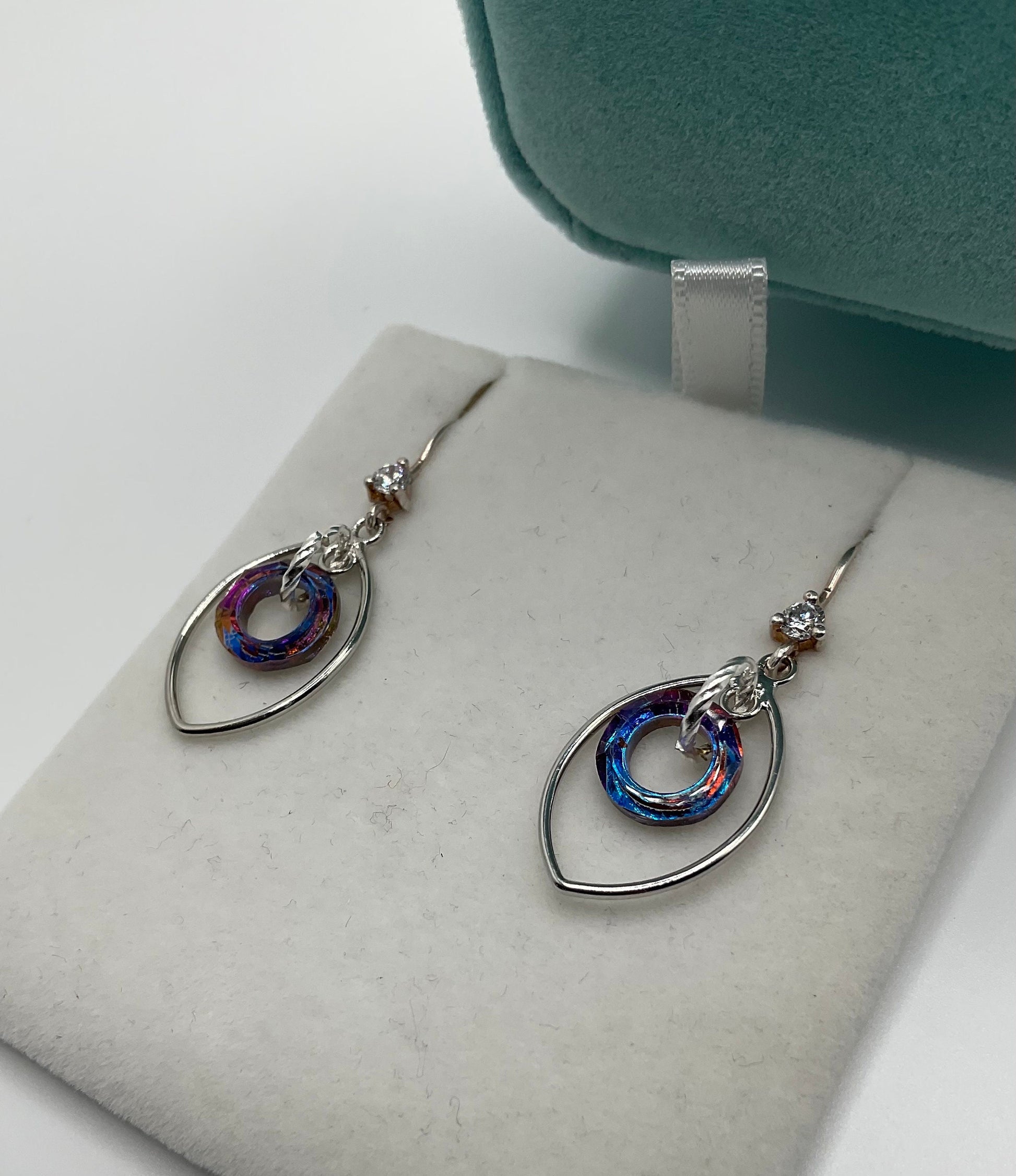 Silver Rainbow Dangle Earrings