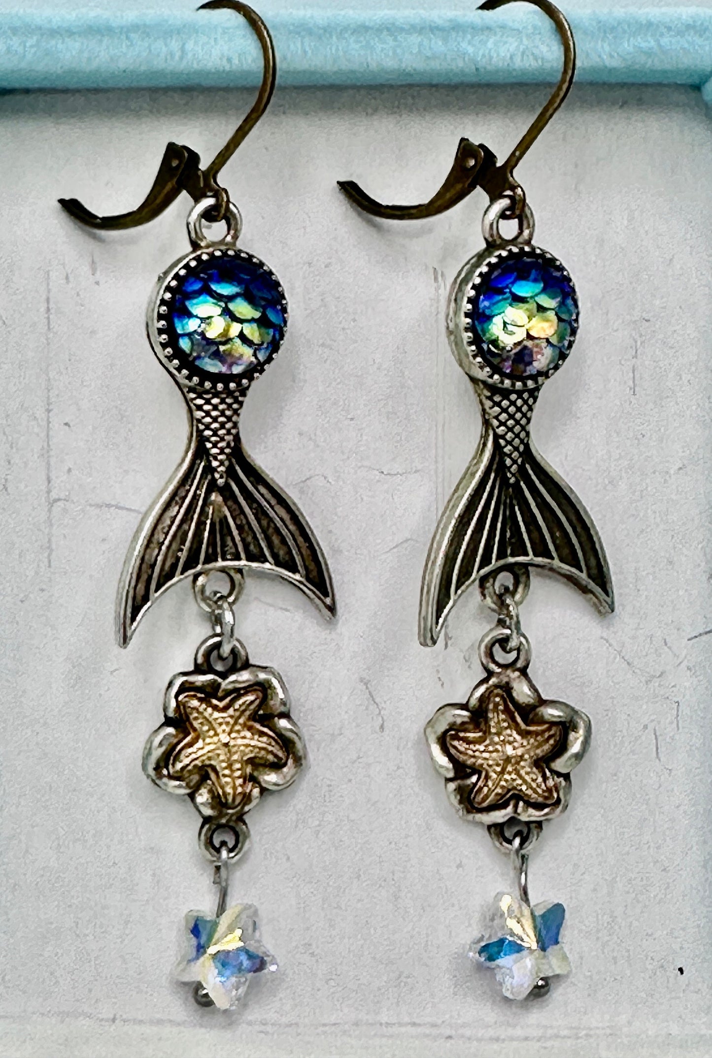 Mermaid Rainbow Starfish Dangle Earrings