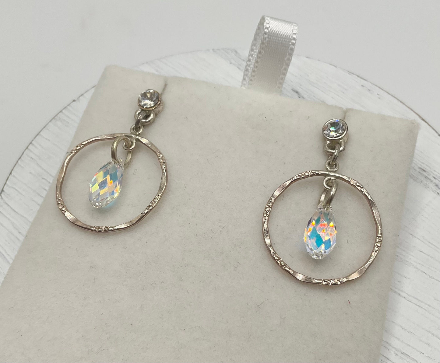 Sterling Silver Swarovski Crystal Drop Dangle Earrings AB