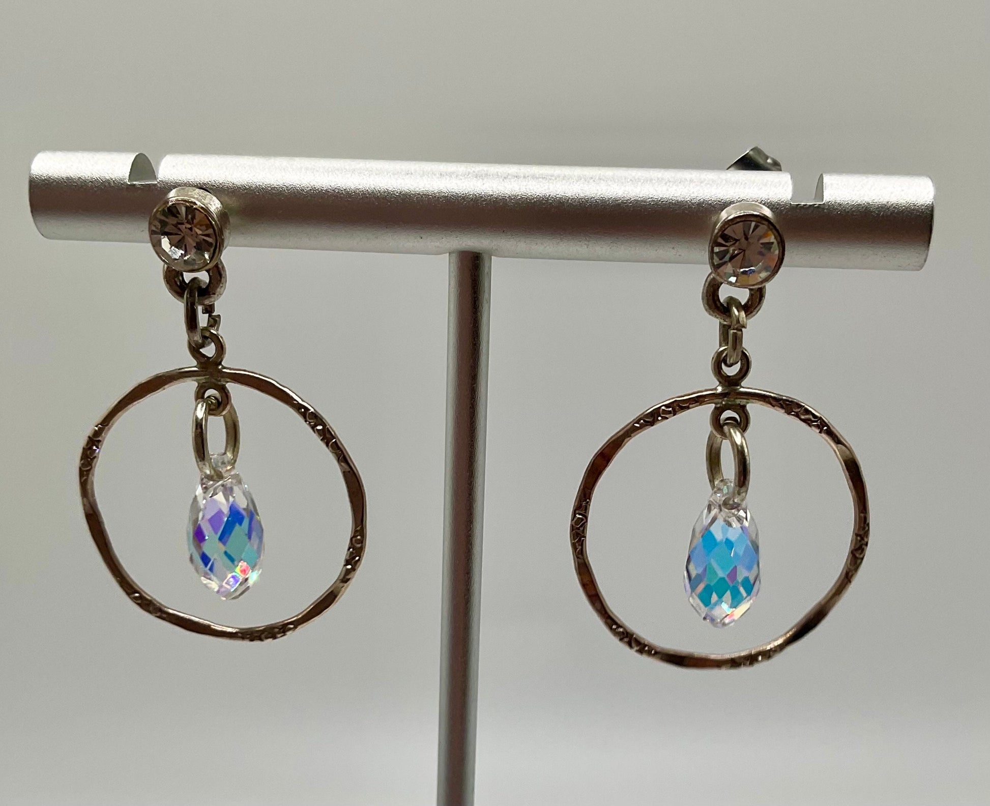 Sterling Silver Swarovski Crystal Drop Dangle Earrings AB