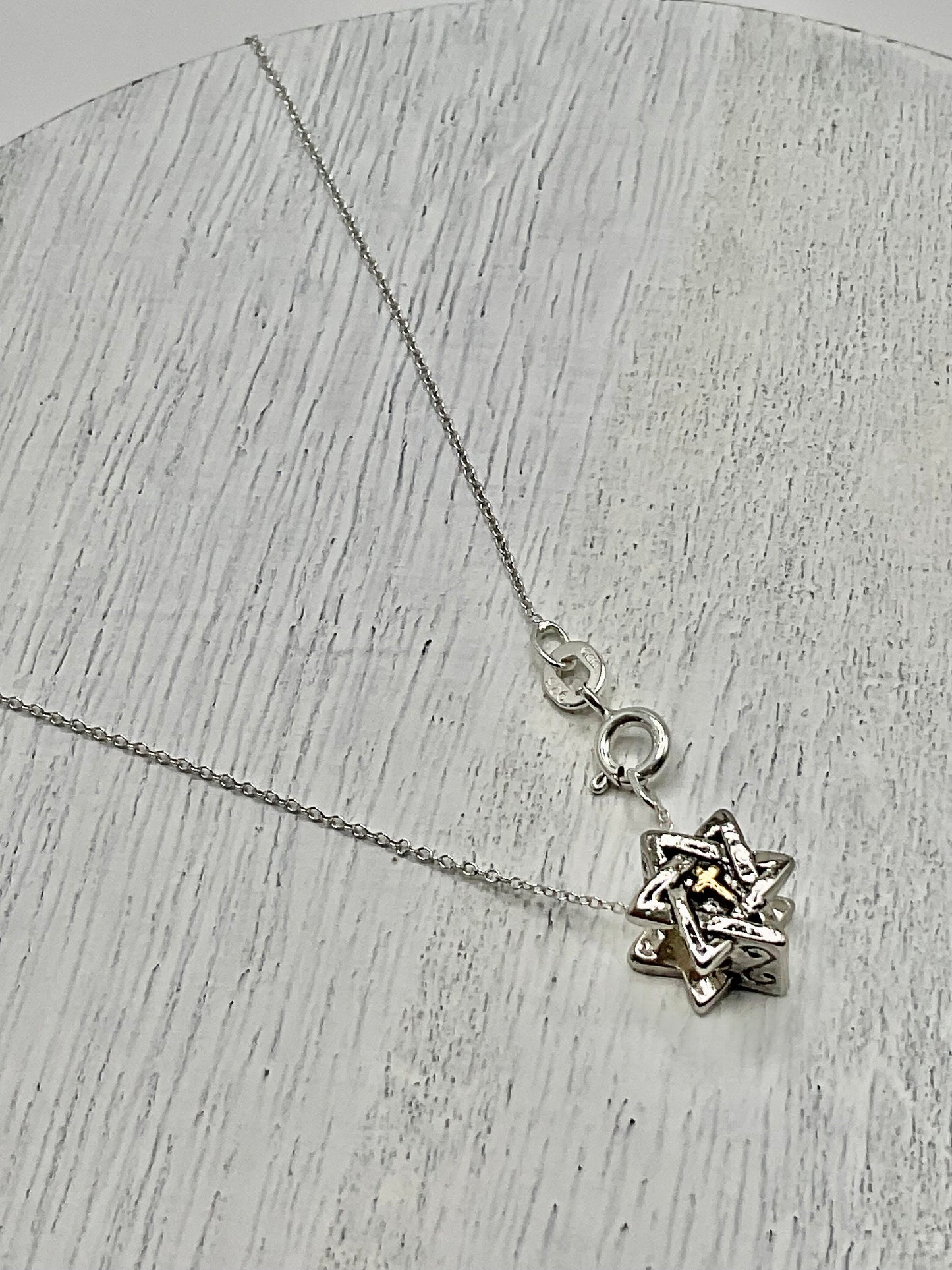 Star of David Cross Christian Religious Necklace on an 18” 925 Sterling Silver Chain