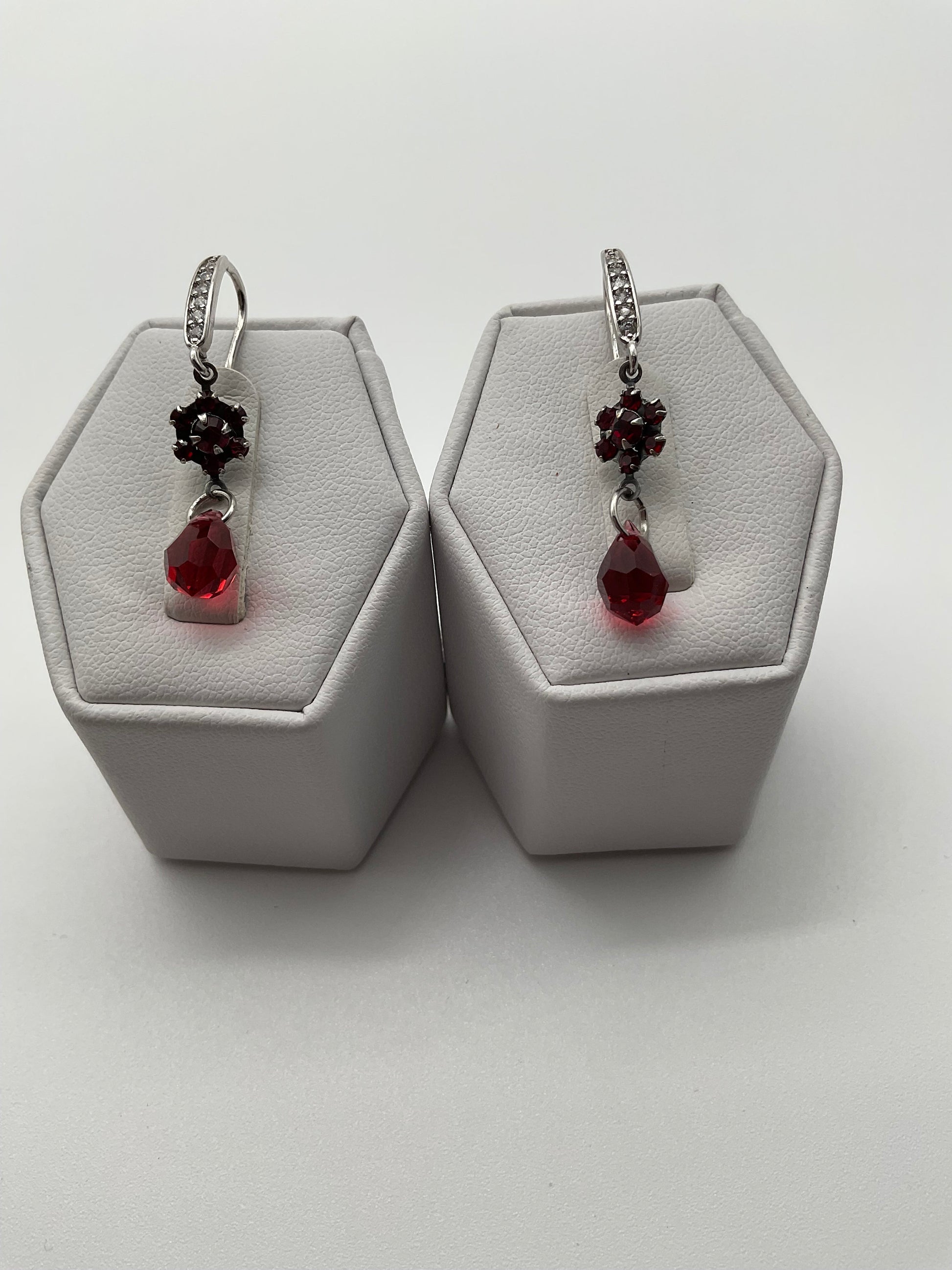 Silver Ruby Red July Birthstone Birthstone Swarovski Crystal Drop Dangle Earrings Christmas Jewelry