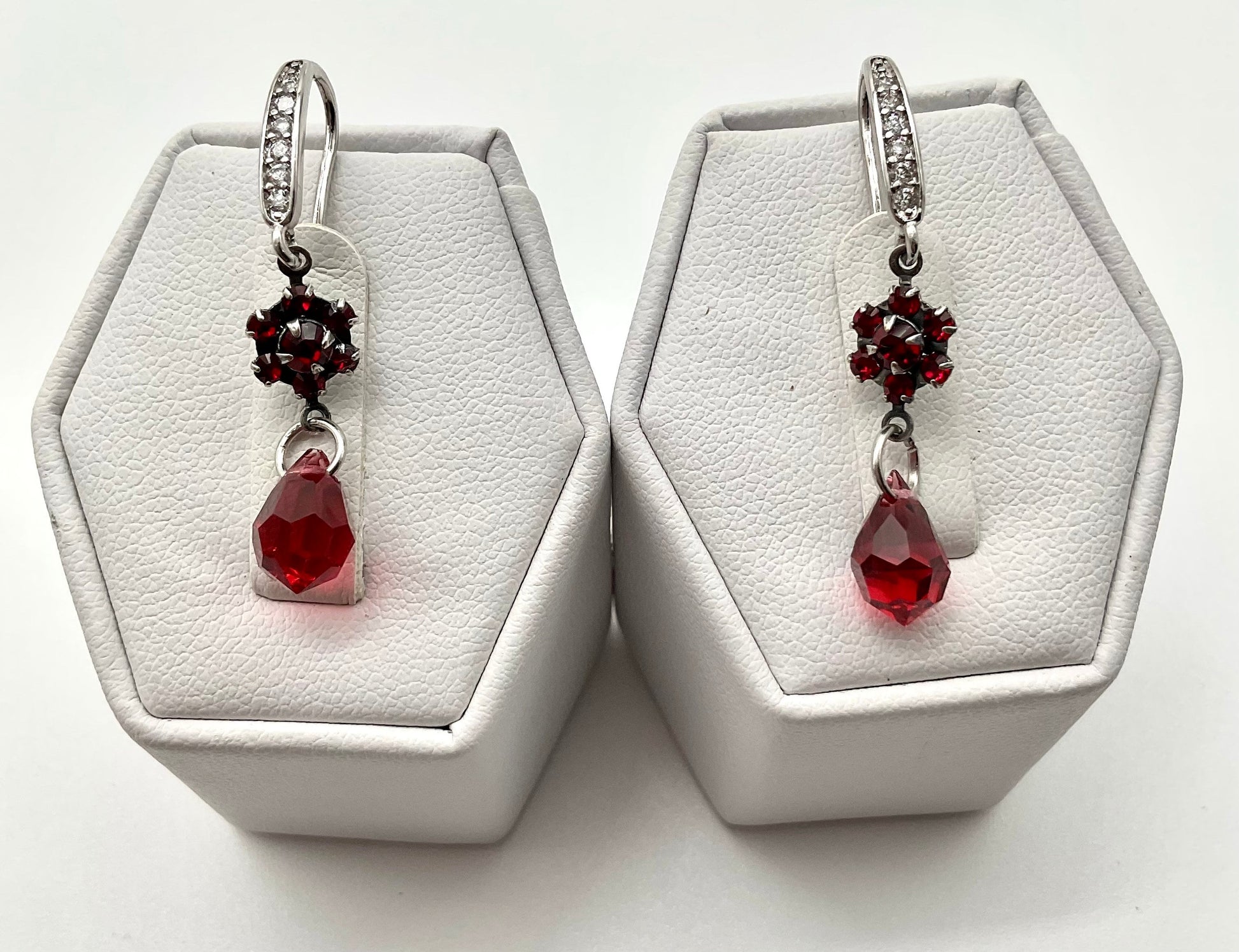 Silver Ruby Red July Birthstone Birthstone Swarovski Crystal Drop Dangle Earrings Christmas Jewelry