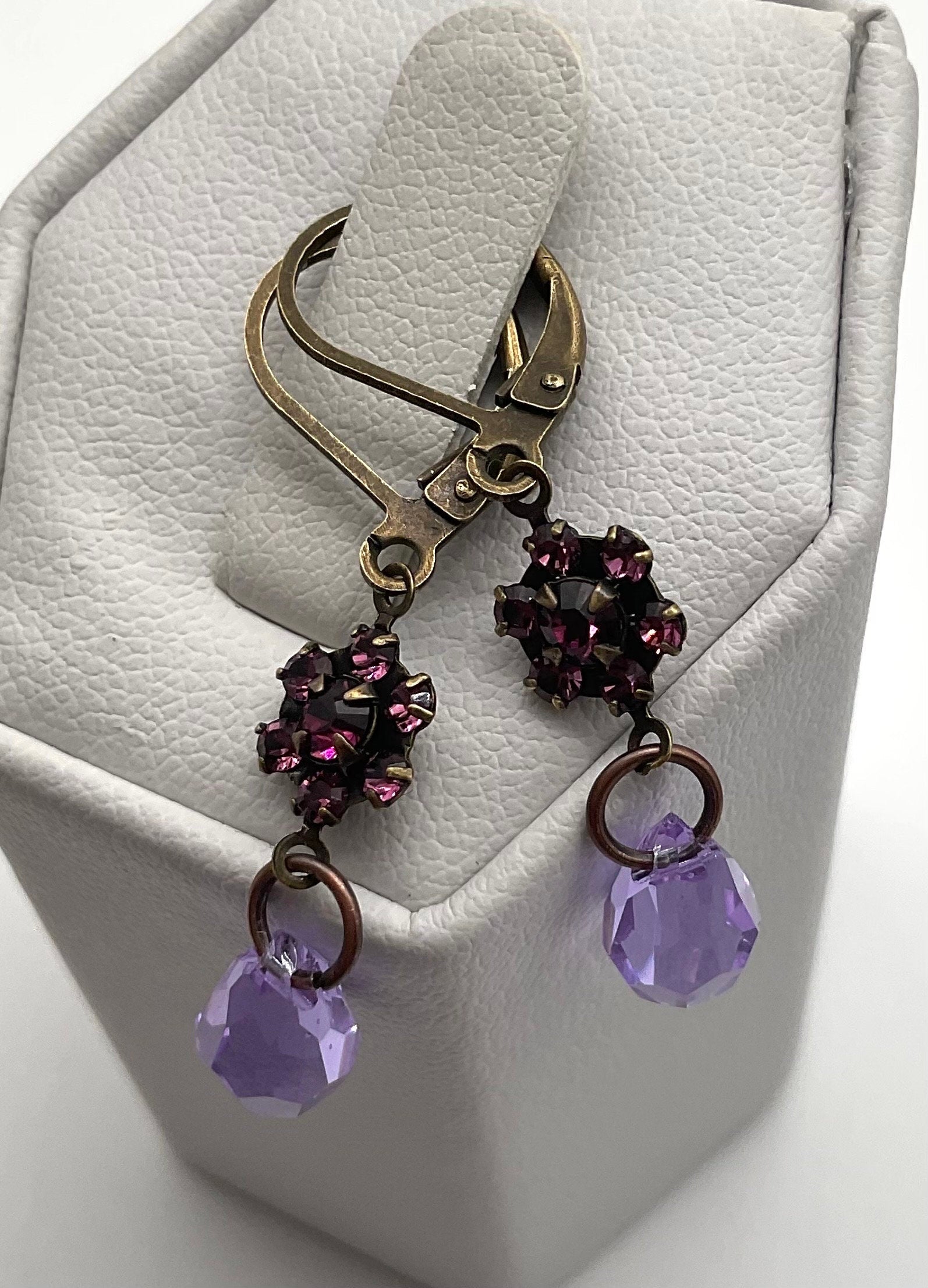 Purple Genuine Swarovski Crystal Drop Dangle Earrings