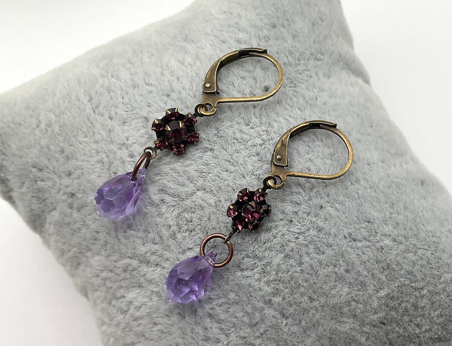 Purple Genuine Swarovski Crystal Drop Dangle Earrings