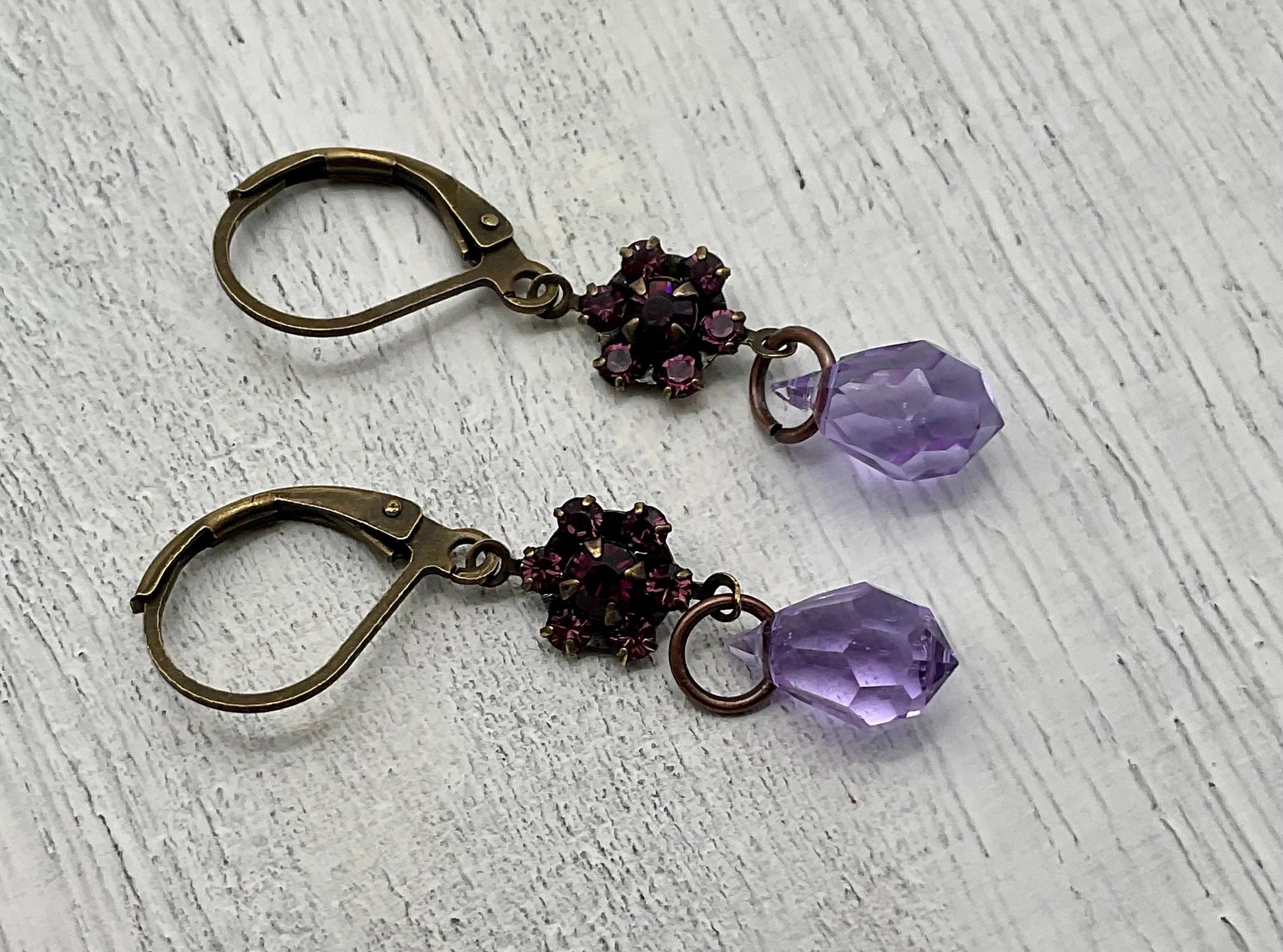 Purple Genuine Swarovski Crystal Drop Dangle Earrings