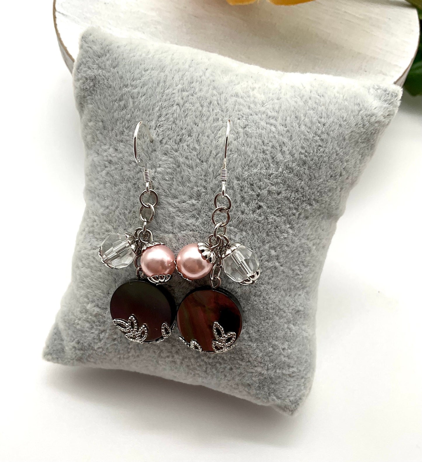 Mother of Pearl Dangle Earrings with Sterling Silver Ear Wires