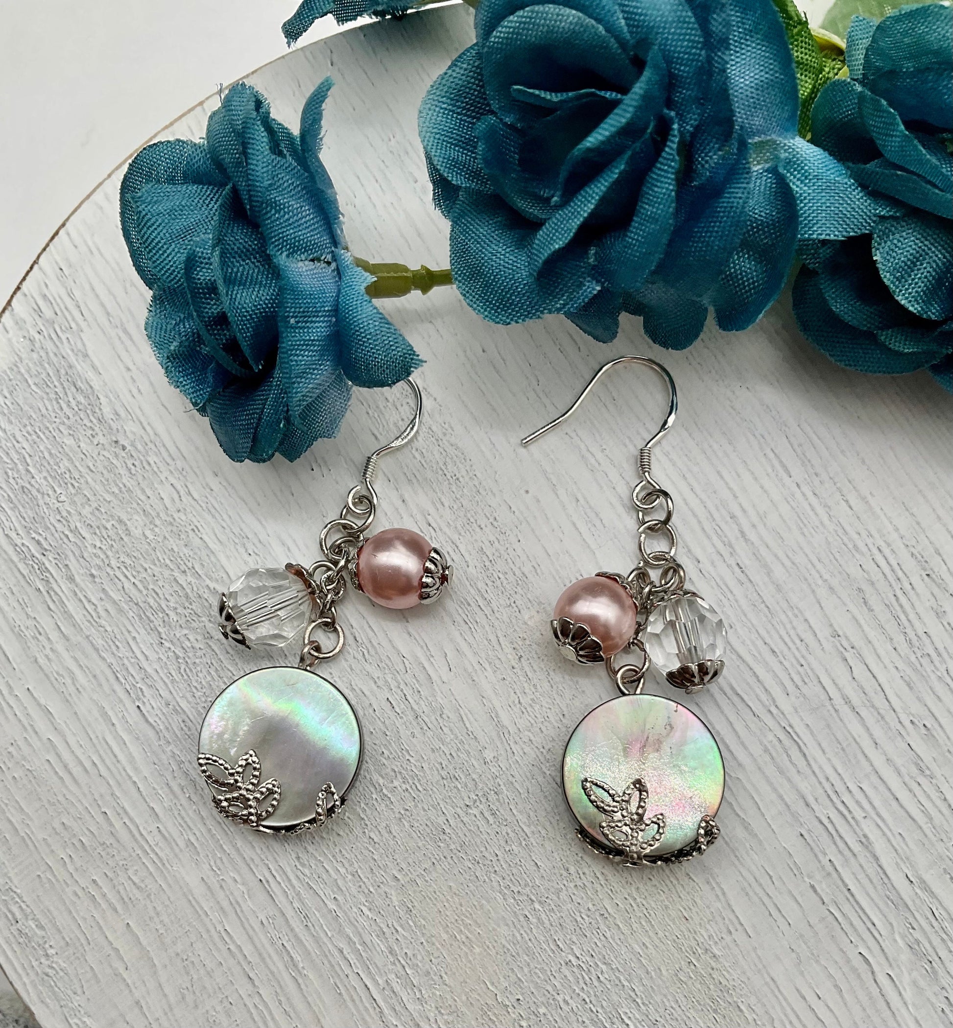 Mother of Pearl Dangle Earrings with Sterling Silver Ear Wires