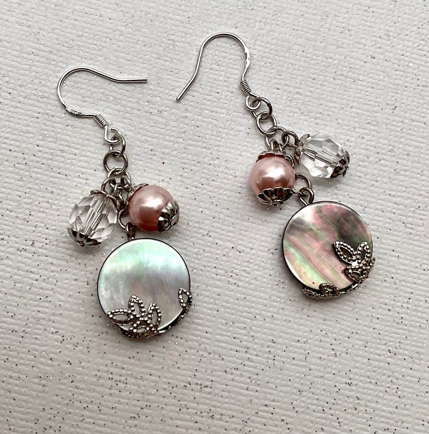 Mother of Pearl Dangle Earrings with Sterling Silver Ear Wires