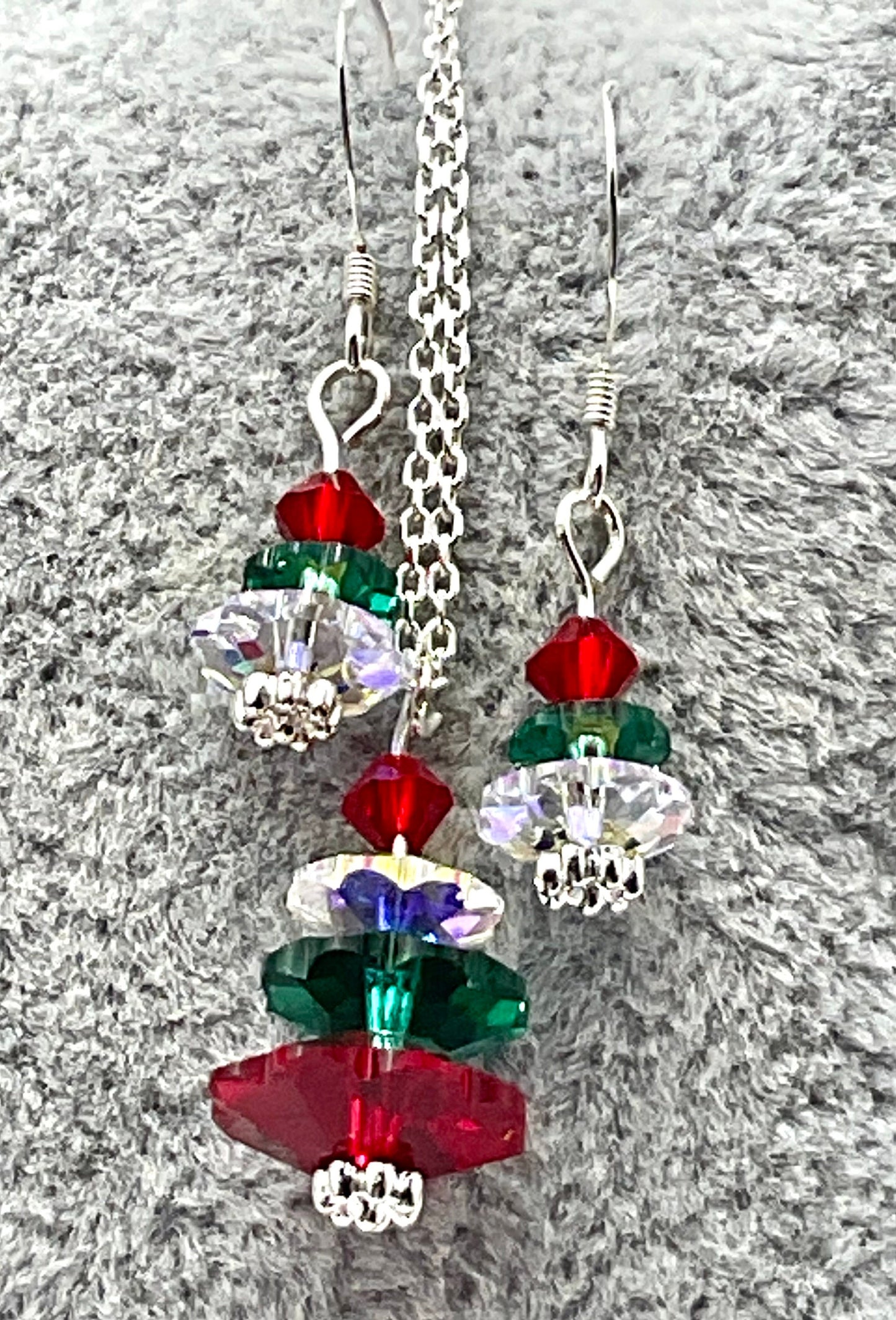 Festive Holiday Theme Christmas Tree Crystal Jewelry Set