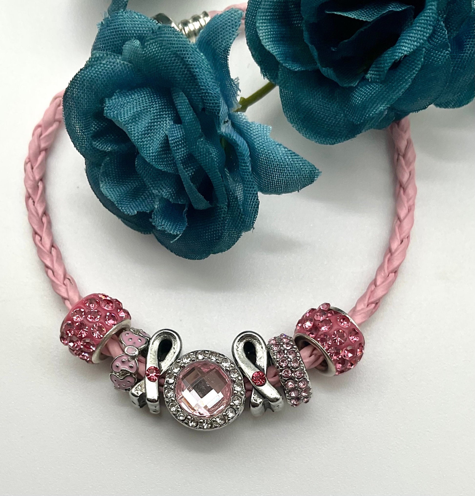 Breast Cancer Awareness and Survivor Crystal Bracelet - Pandora Style