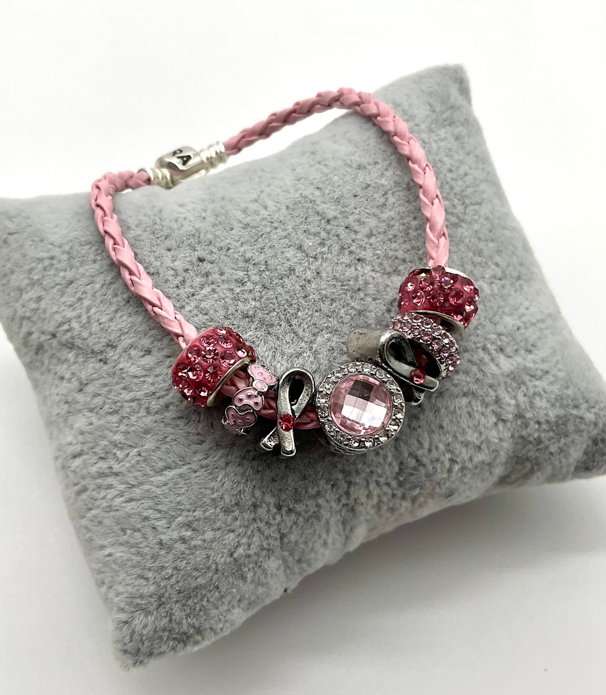 Breast Cancer Awareness and Survivor Crystal Bracelet - Pandora Style