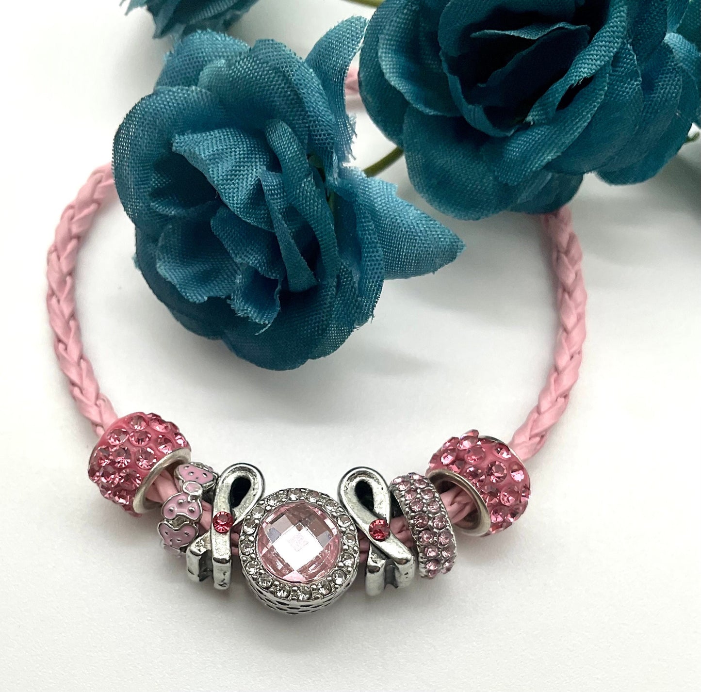 Breast Cancer Awareness and Survivor Crystal Bracelet - Pandora Style