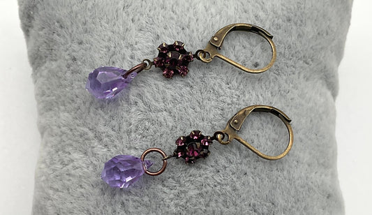 Purple Genuine Swarovski Crystal Drop Dangle Earrings