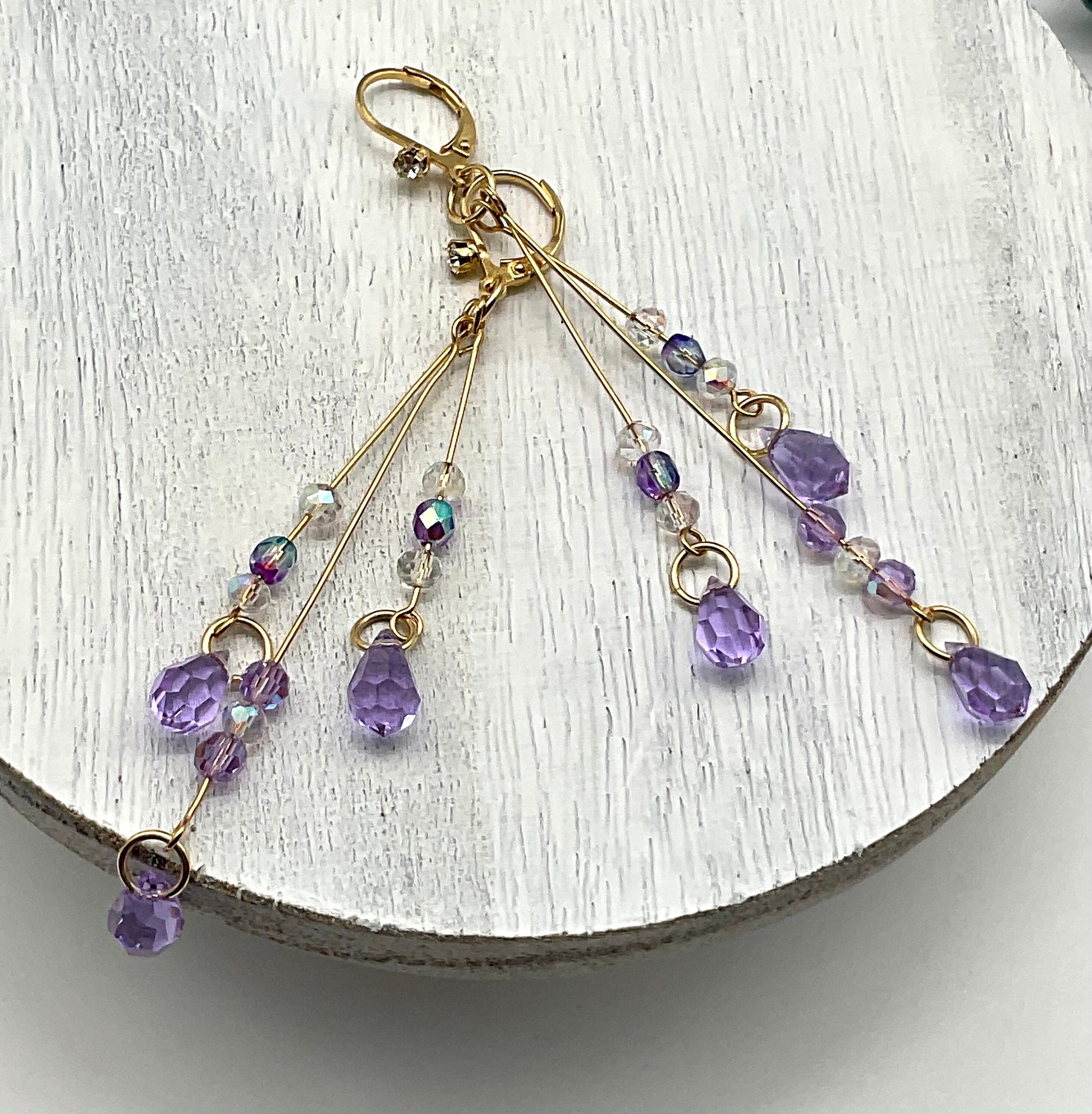 Amethyst Lavender Purple February Birthstone Drop Dangle Earrings