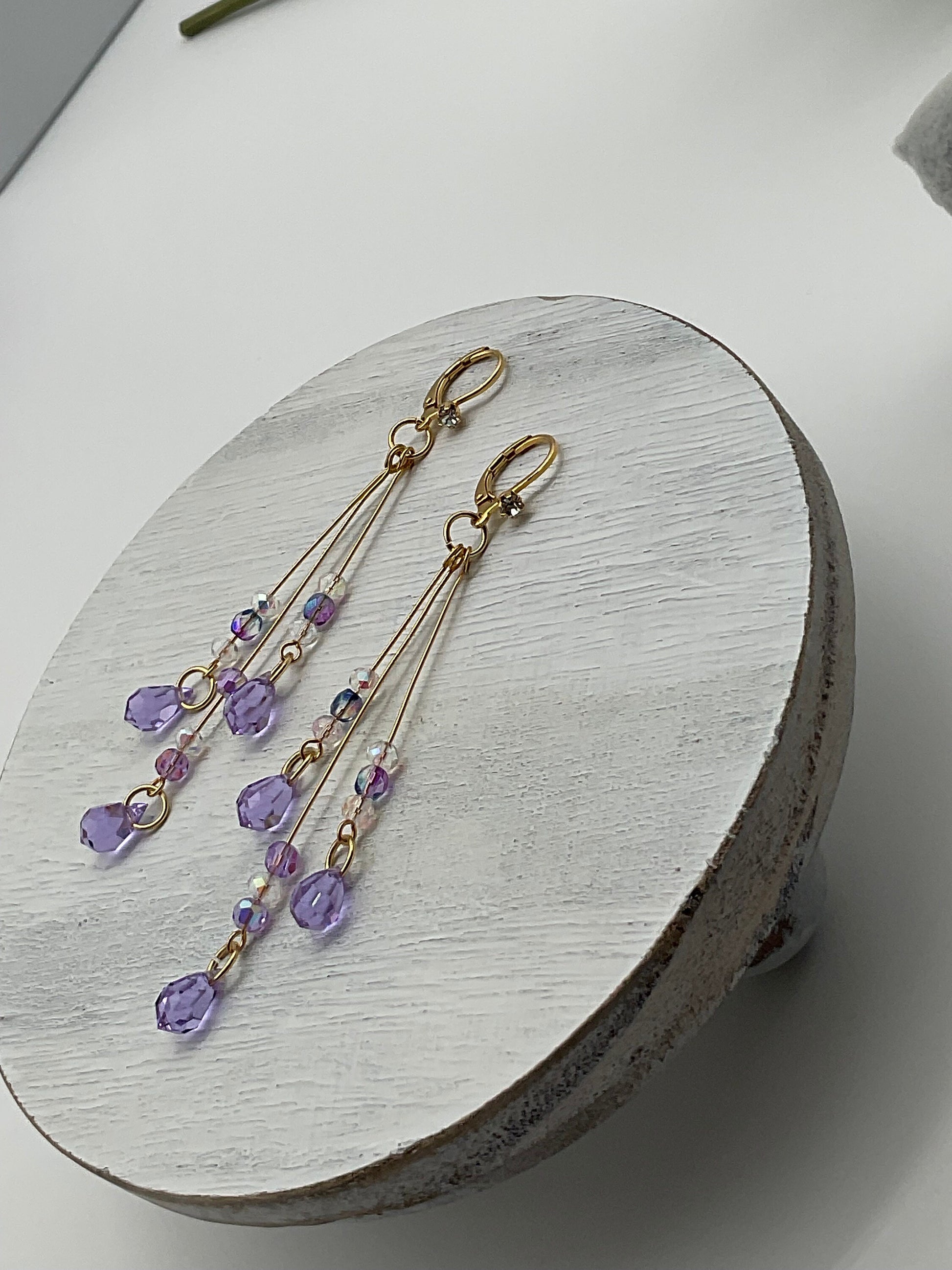 Amethyst Lavender Purple February Birthstone Drop Dangle Earrings