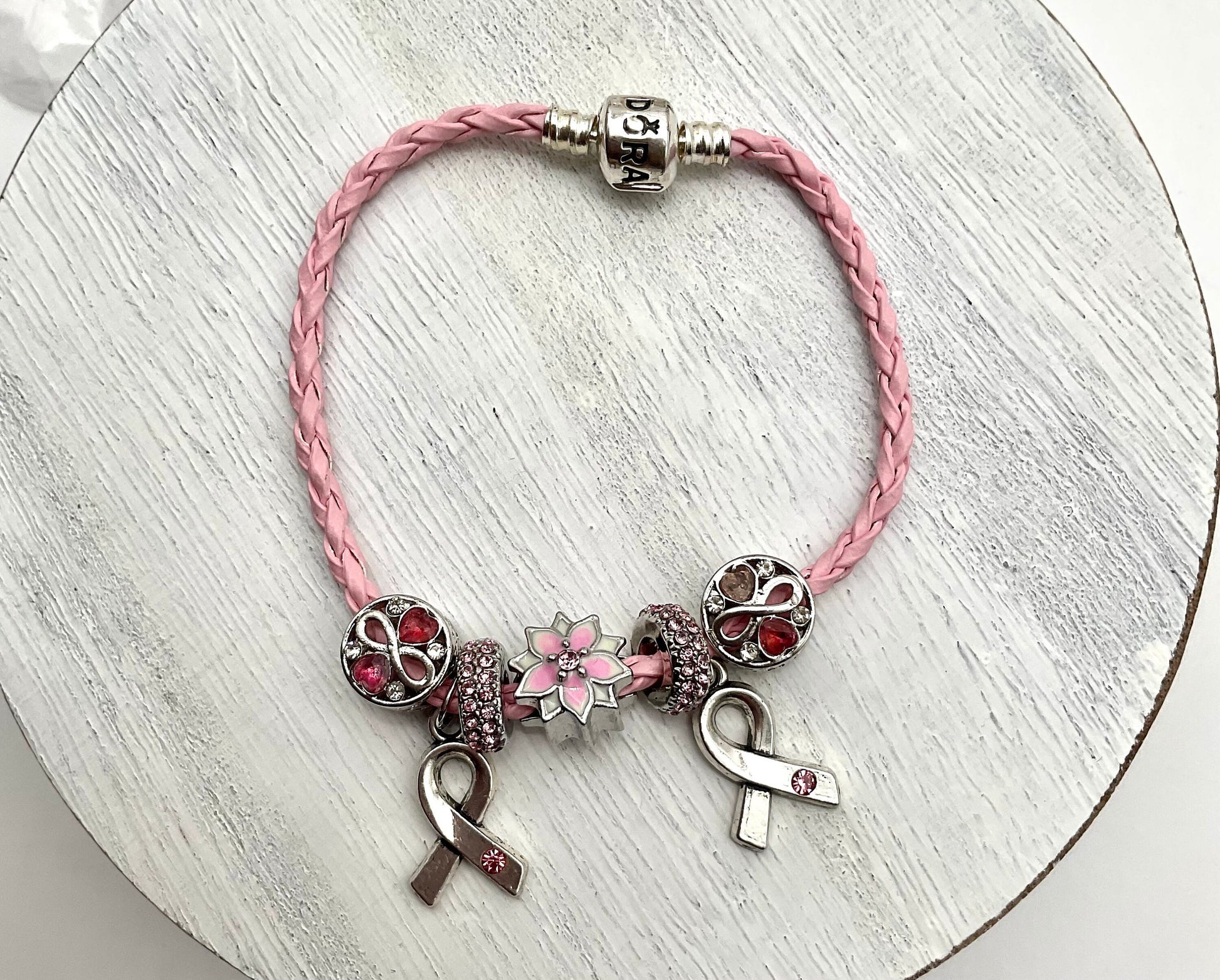 Breast Cancer Awareness and Survivor Crystal Bracelet - Pandora Style