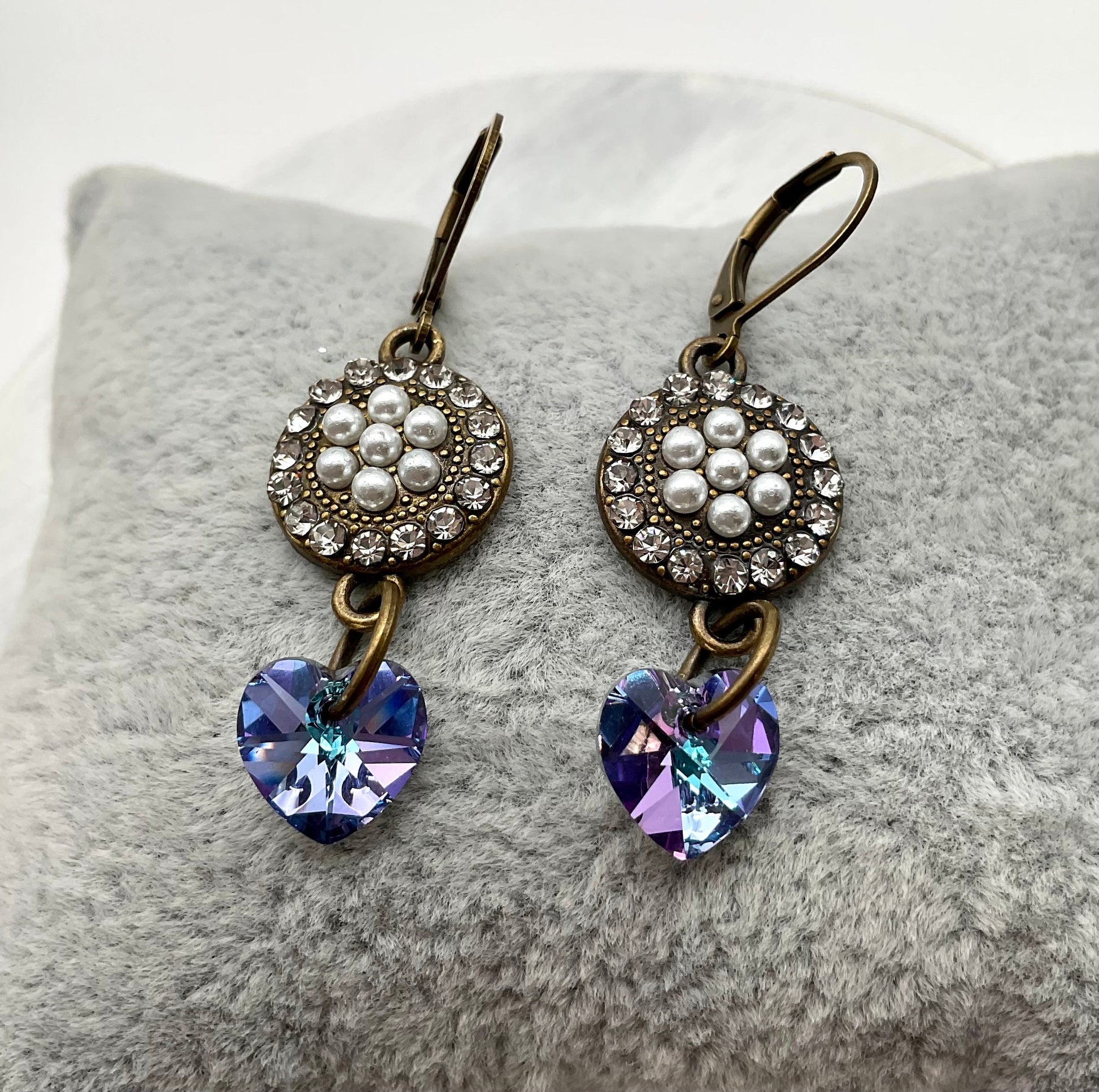 Purple Genuine Swarovski Crystal Drop Dangle Earrings