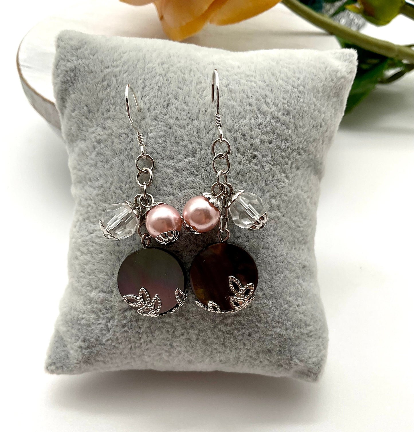 Mother of Pearl Dangle Earrings with Sterling Silver Ear Wires