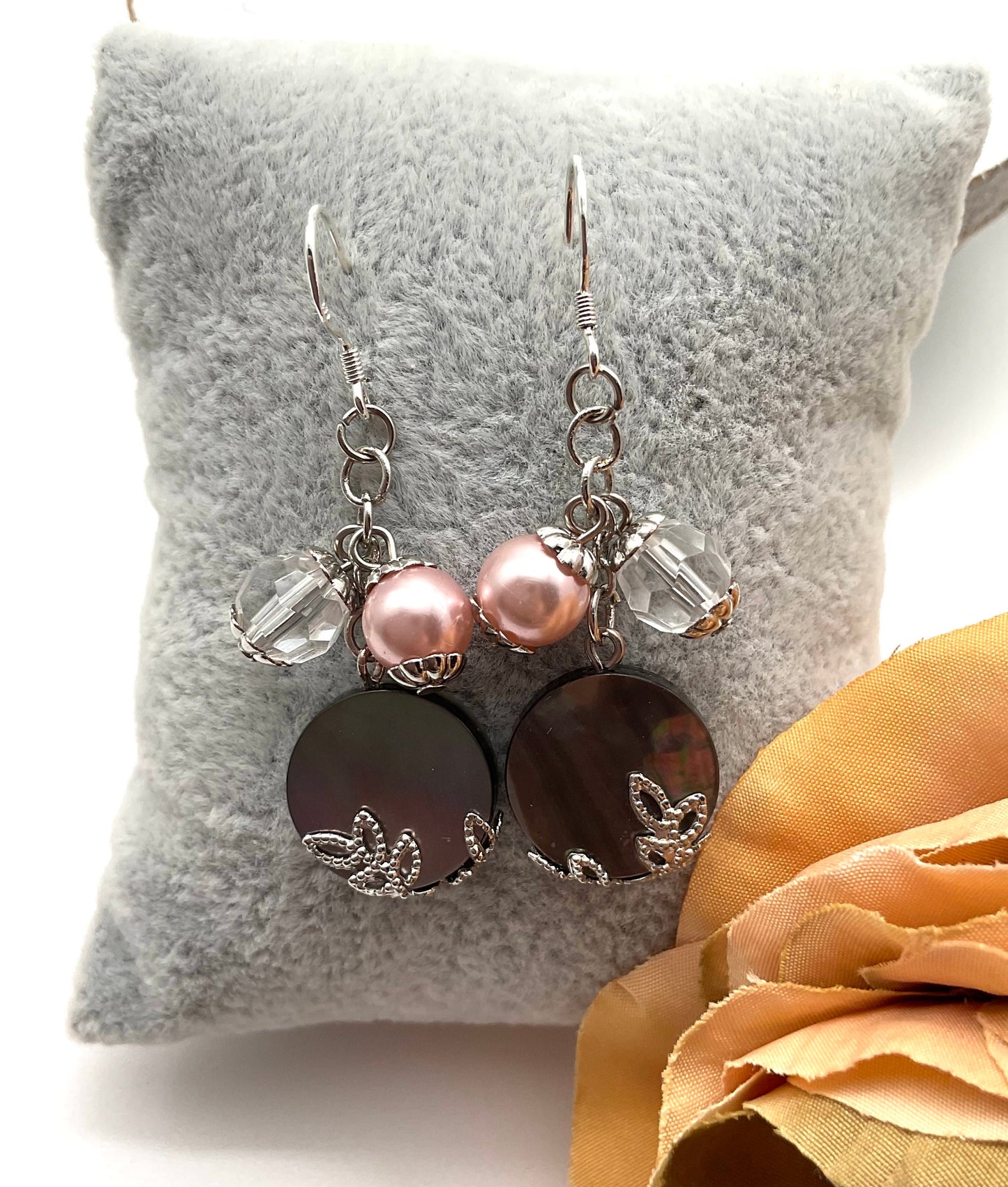 Mother of Pearl Dangle Earrings with Sterling Silver Ear Wires