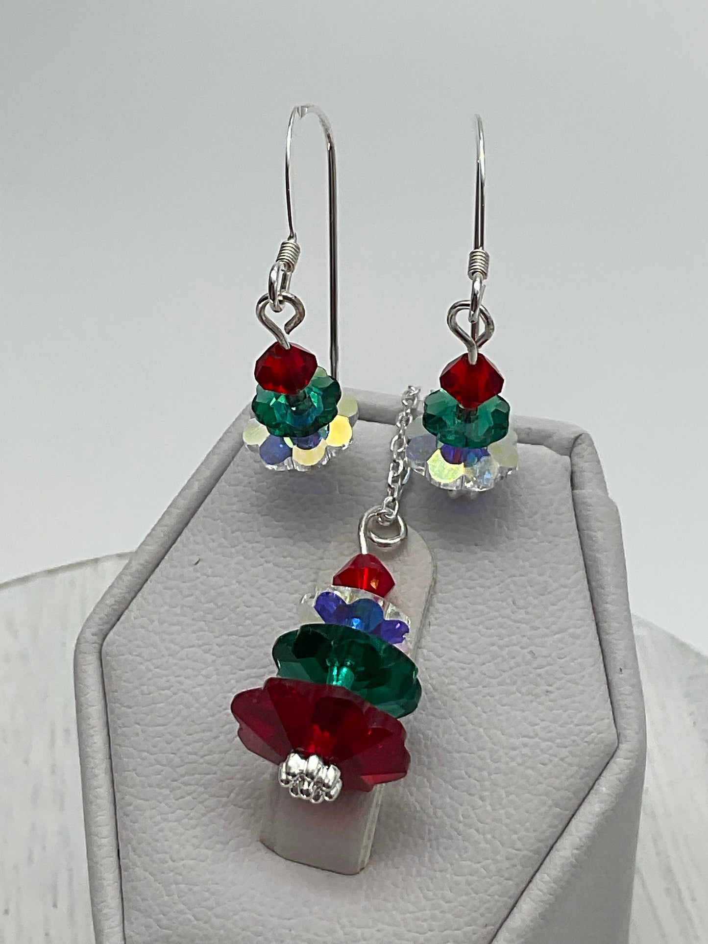 Festive Holiday Theme Christmas Tree Crystal Jewelry Set