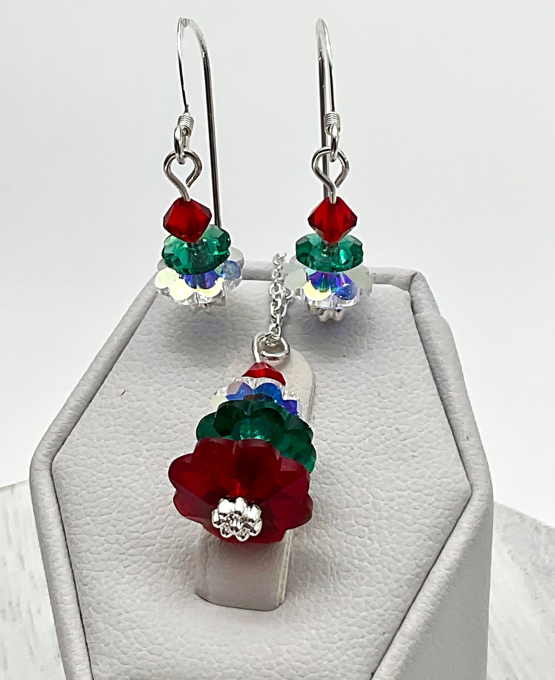 Festive Holiday Theme Christmas Tree Crystal Jewelry Set