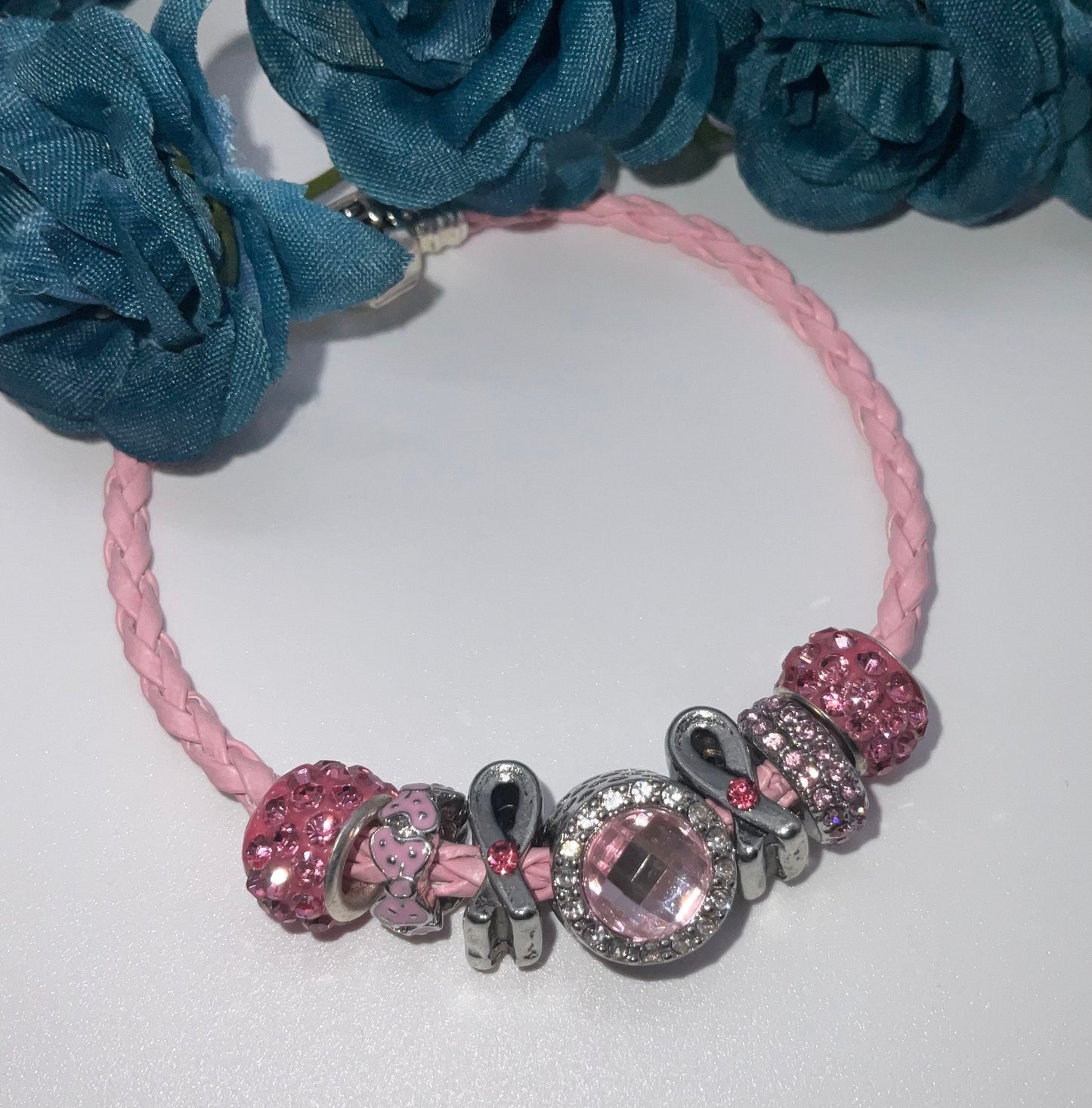 Breast Cancer Awareness and Survivor Crystal Bracelet - Pandora Style