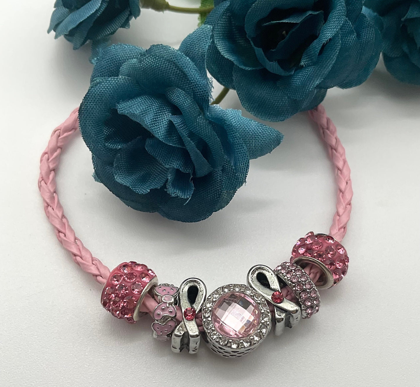 Breast Cancer Awareness and Survivor Crystal Bracelet - Pandora Style