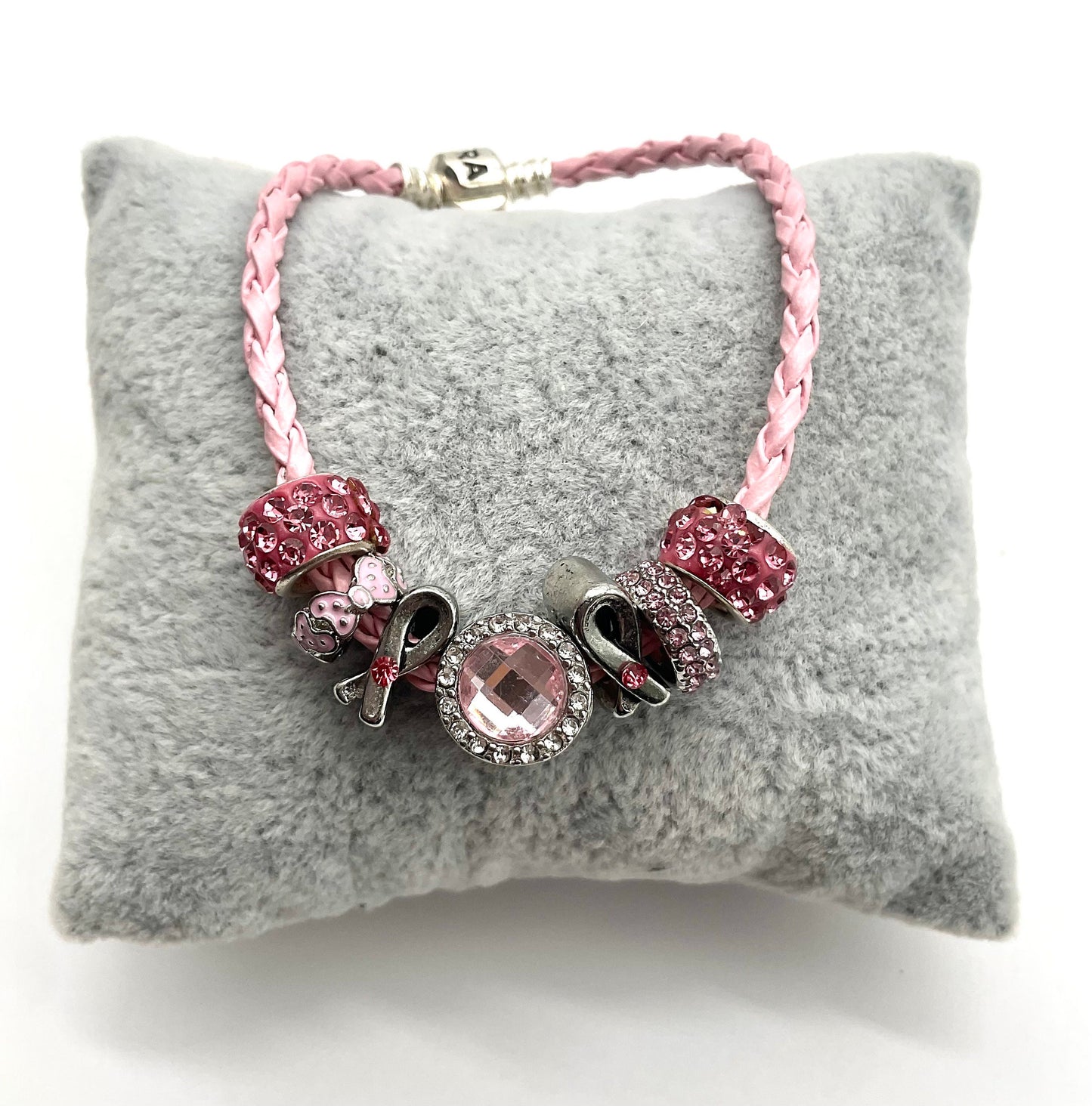 Breast Cancer Awareness and Survivor Crystal Bracelet - Pandora Style