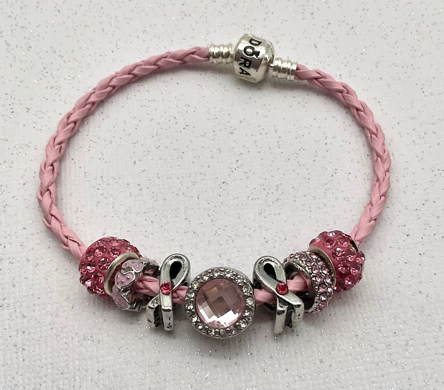 Breast Cancer Awareness and Survivor Crystal Bracelet - Pandora Style