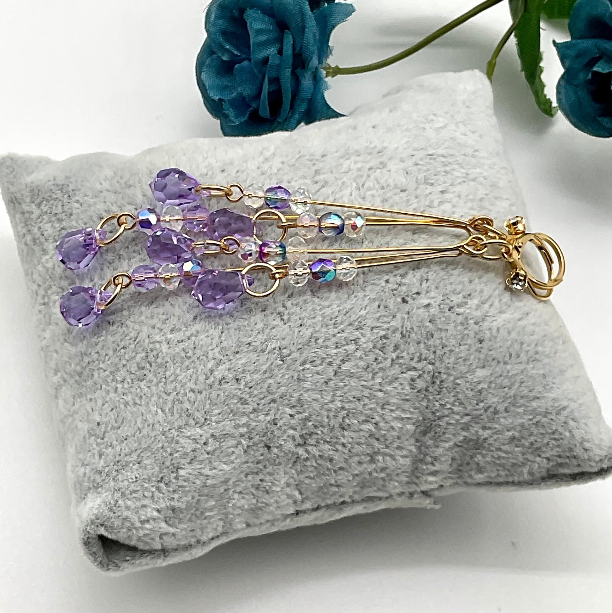 Amethyst Lavender Purple February Birthstone Drop Dangle Earrings