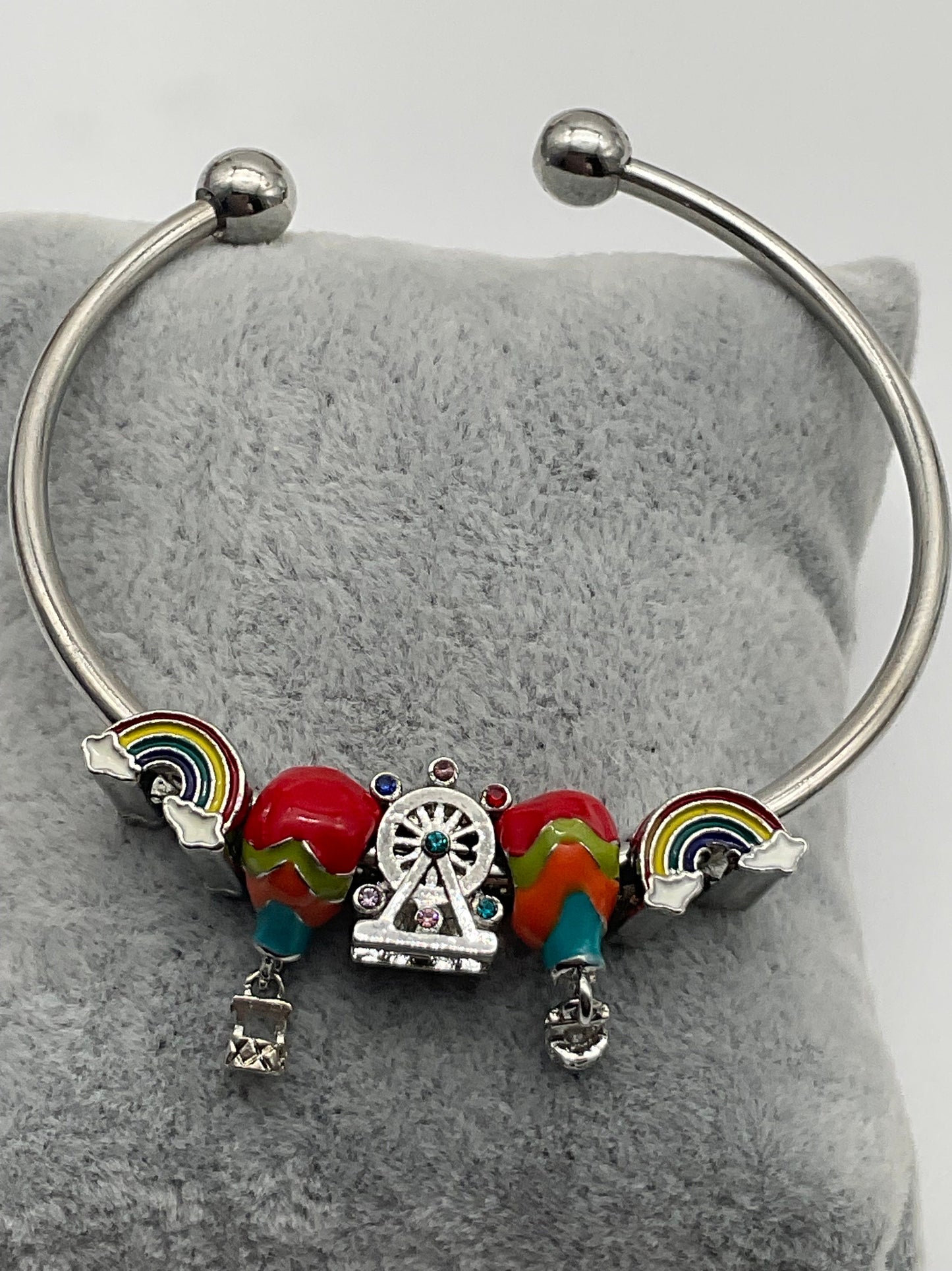 Rainbow Hot Air Balloon Theme Charm Bracelet - Pandora Style