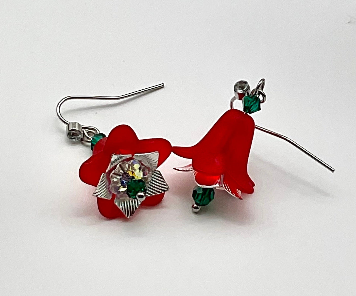 Red or Green Holiday Theme Christmas Bell Earrings