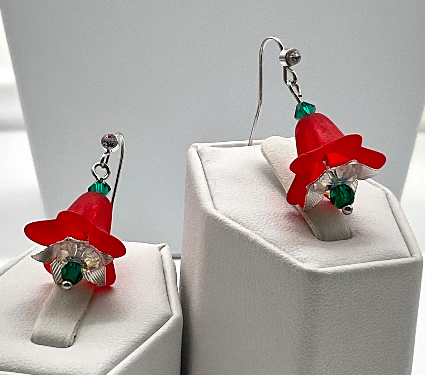 Red or Green Holiday Theme Christmas Bell Earrings