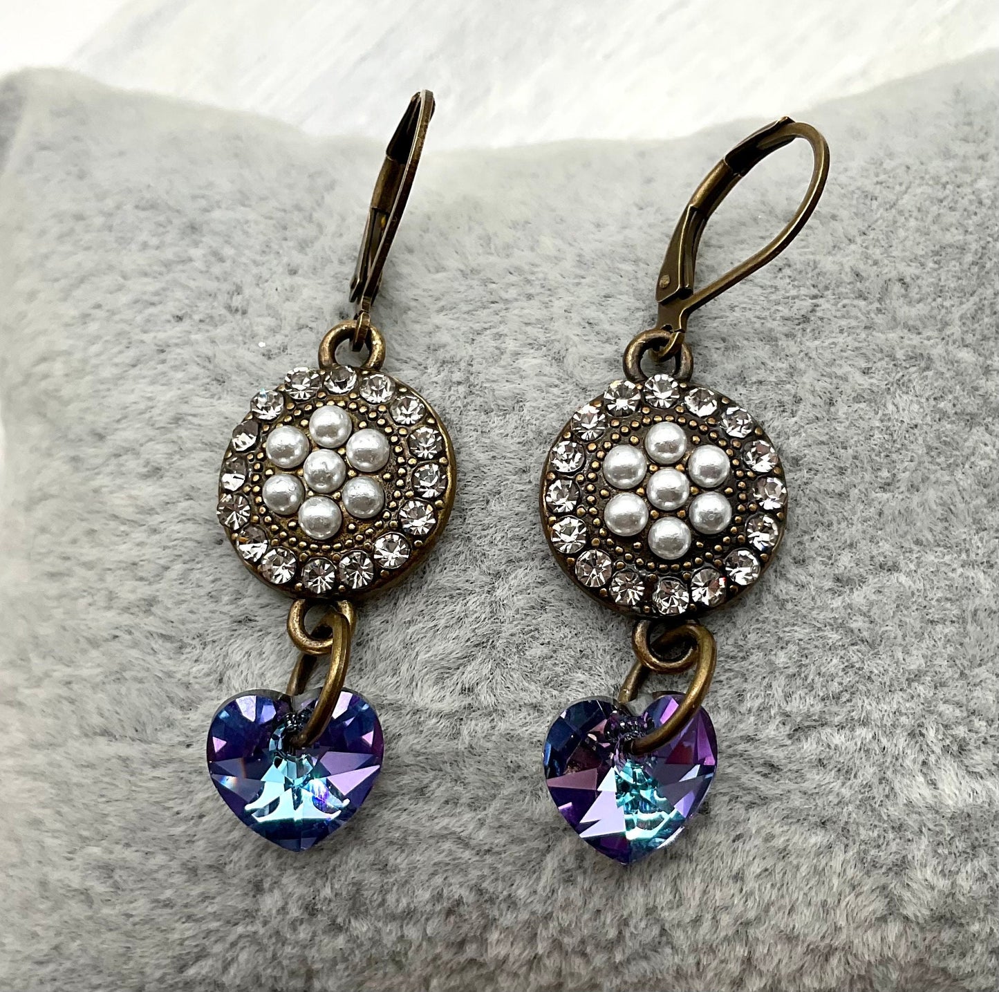 Purple Genuine Swarovski Crystal Drop Dangle Earrings