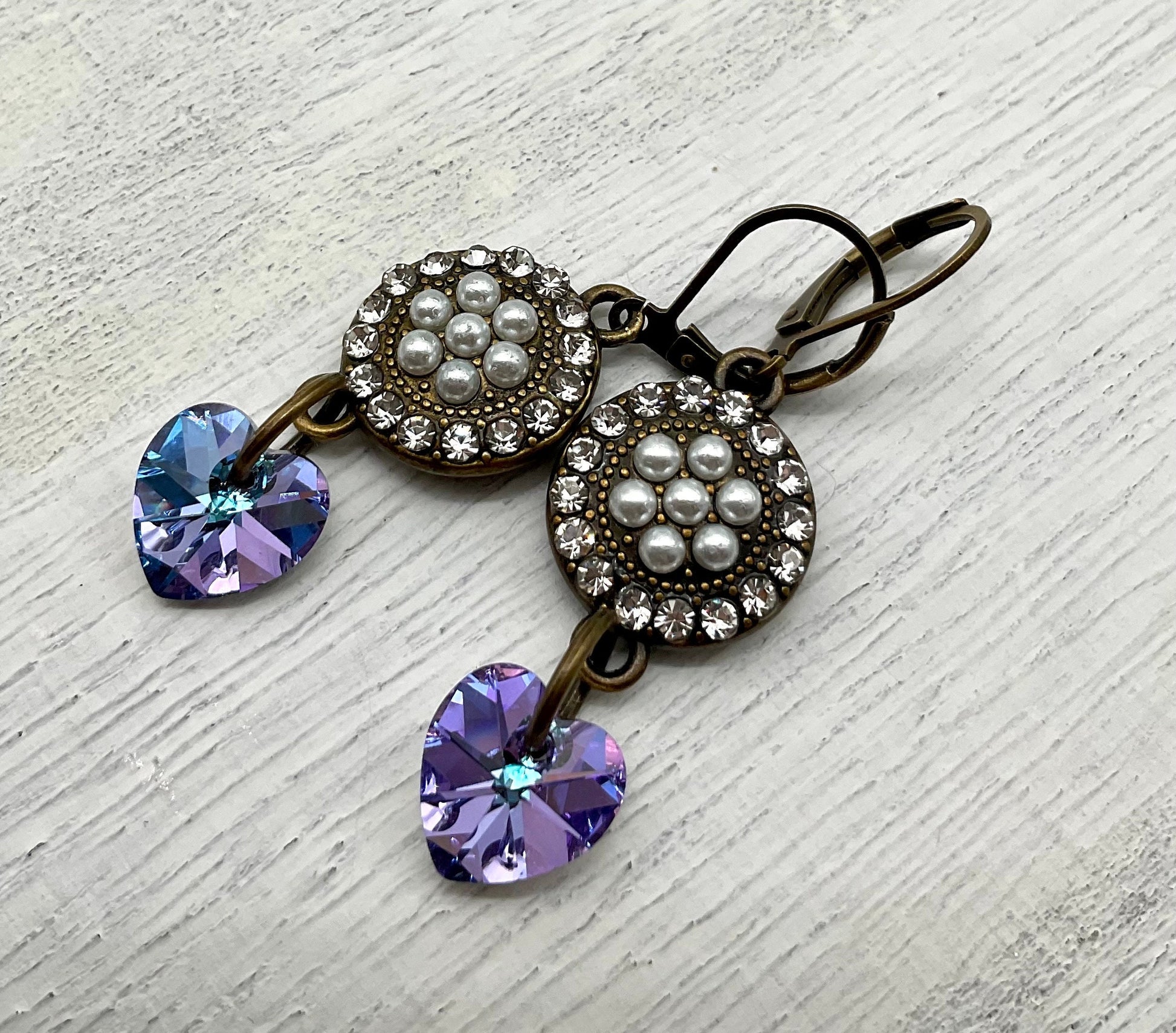 Purple Genuine Swarovski Crystal Drop Dangle Earrings