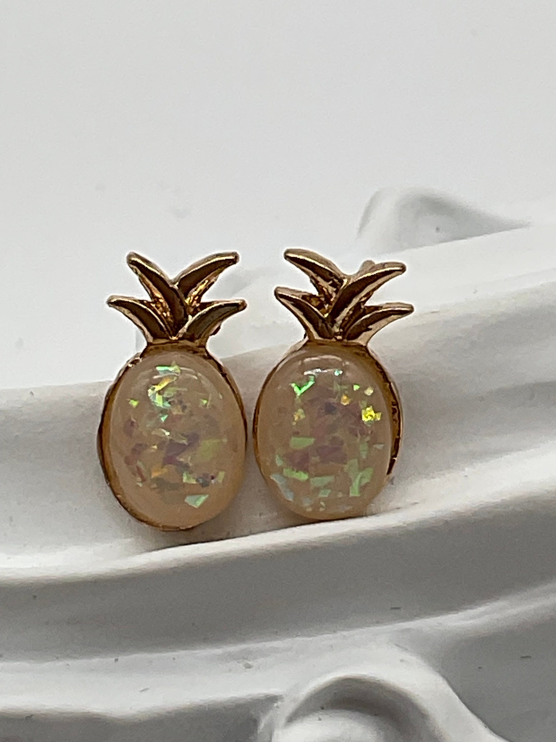 Opal Pineapple Charleston Style Rose Gold Earrings - Jewelry